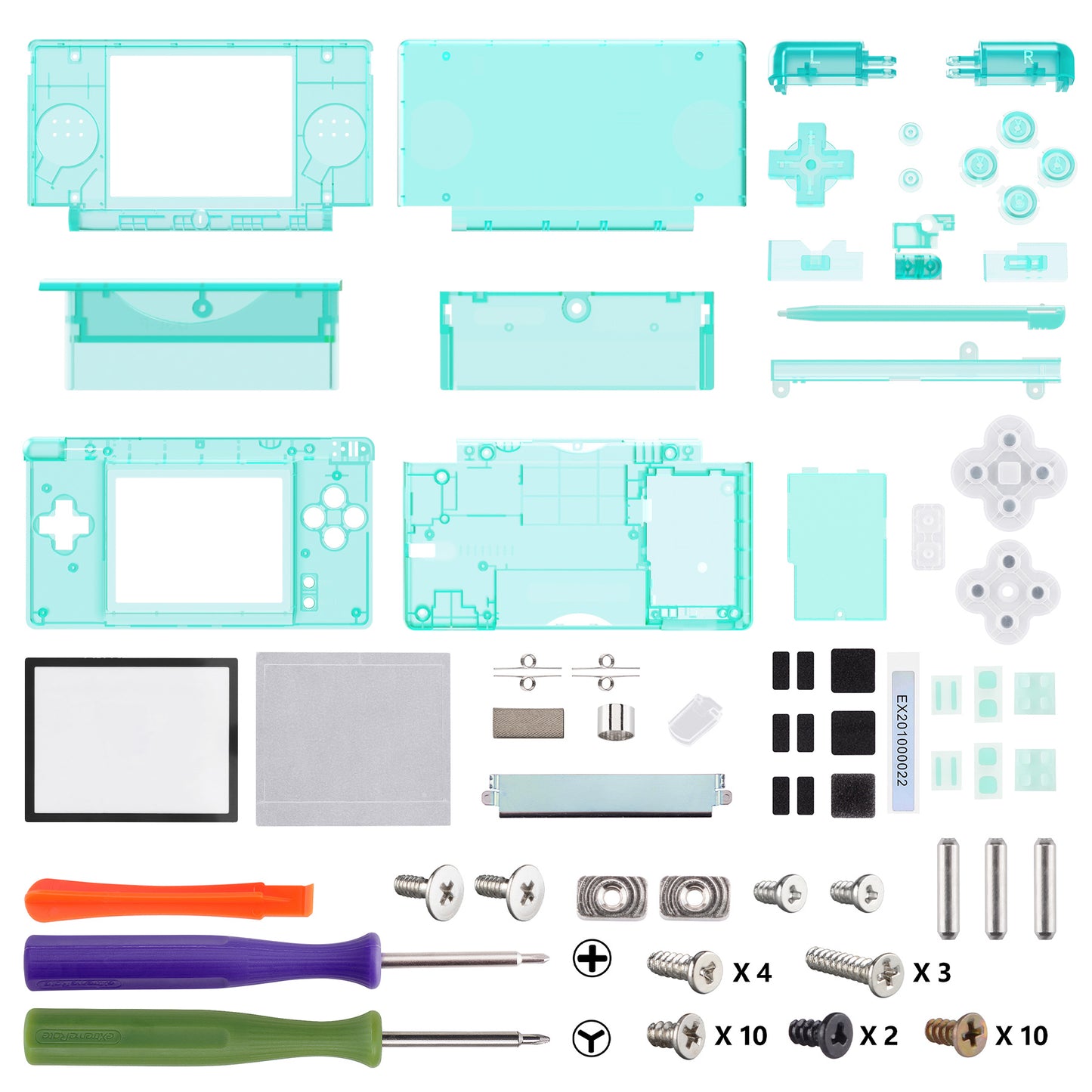 eXtremeRate Replacement Full Housing Shell & Button Set with Protective Film for Nintendo DS Lite (Emerald Green)