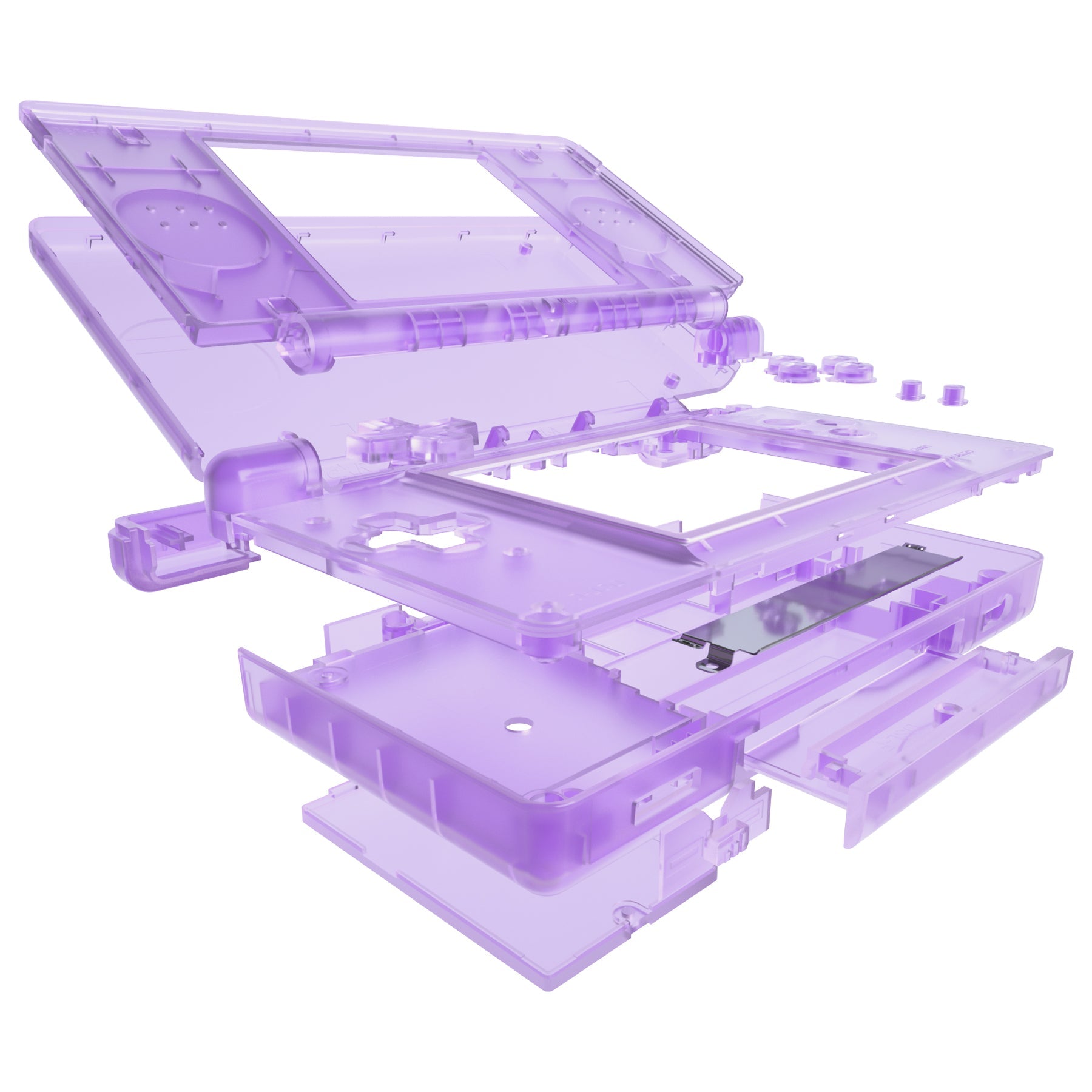 eXtremeRate Retail Clear Atomic Purple Replacement Full Housing Shell for Nintendo DS Lite, Custom Handheld Console Case Cover with Buttons, Screen Lens for Nintendo DS Lite NDSL - Console NOT Included - DSLM5005