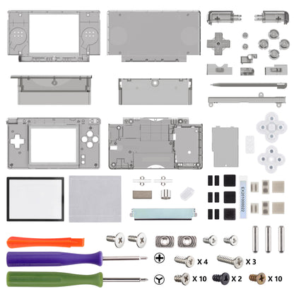 eXtremeRate ニンテンドーDS Lite用交換フルハウジングシェル＆ボタンセット保護フィルム付き【クリアブラック】