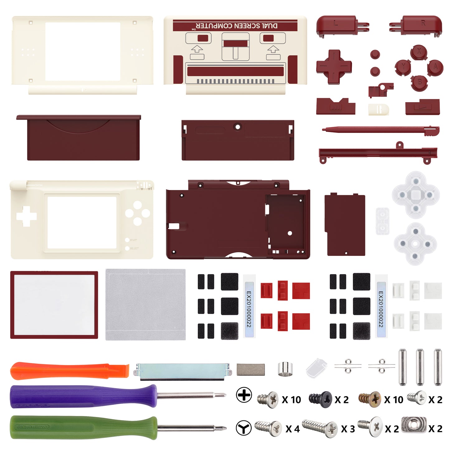 eXtremeRate ニンテンドーDS Lite用交換フルハウジングシェル＆ボタンセット保護フィルム付き【FCクラシック】