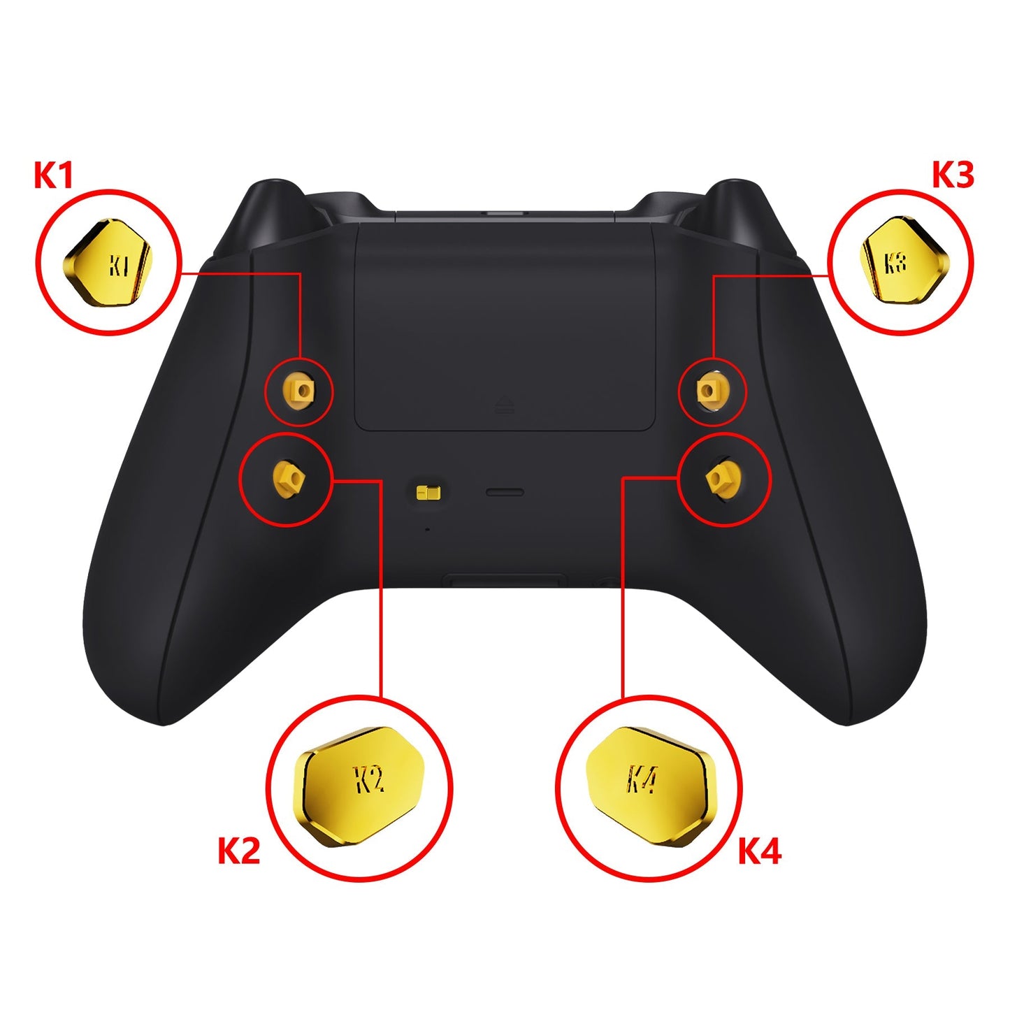 eXtremeRate Retail Chrome Gold Replacement Redesigned K1 K2 K3 K4 Back Buttons Paddles & Toggle Switch for Xbox Series X/S Controller eXtremerate Hope Remap Kit - Controller & Hope Remap Board NOT Included - DX3D4001