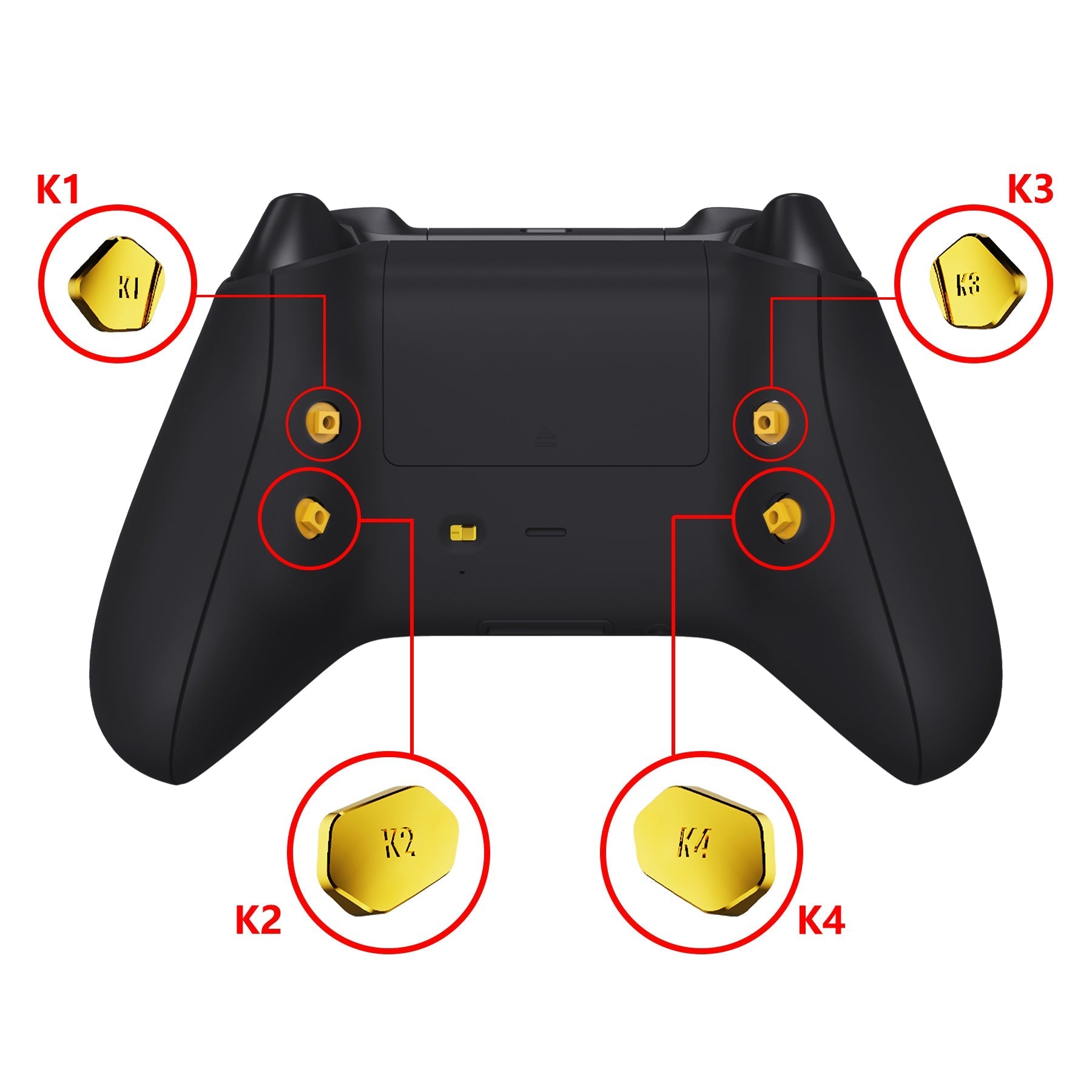 eXtremeRate Retail Chrome Gold Replacement Redesigned K1 K2 K3 K4 Back Buttons Paddles & Toggle Switch for Xbox Series X/S Controller eXtremerate Hope Remap Kit - Controller & Hope Remap Board NOT Included - DX3D4001