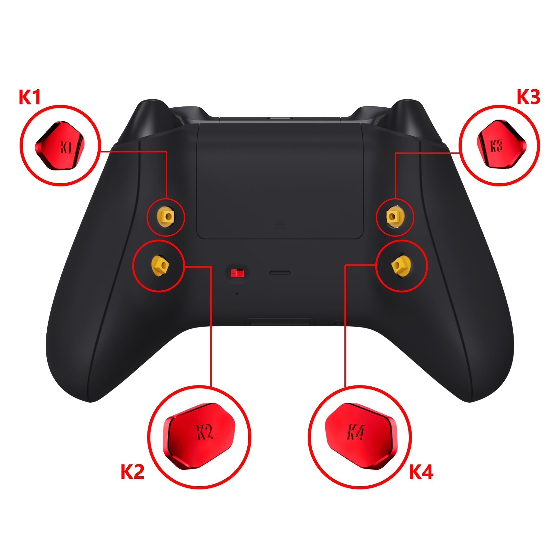 eXtremeRate Retail Chrome Red Replacement Redesigned K1 K2 K3 K4 Back Buttons Paddles & Toggle Switch for Xbox Series X/S Controller eXtremerate Hope Remap Kit - Controller & Hope Remap Board NOT Included - DX3D4003