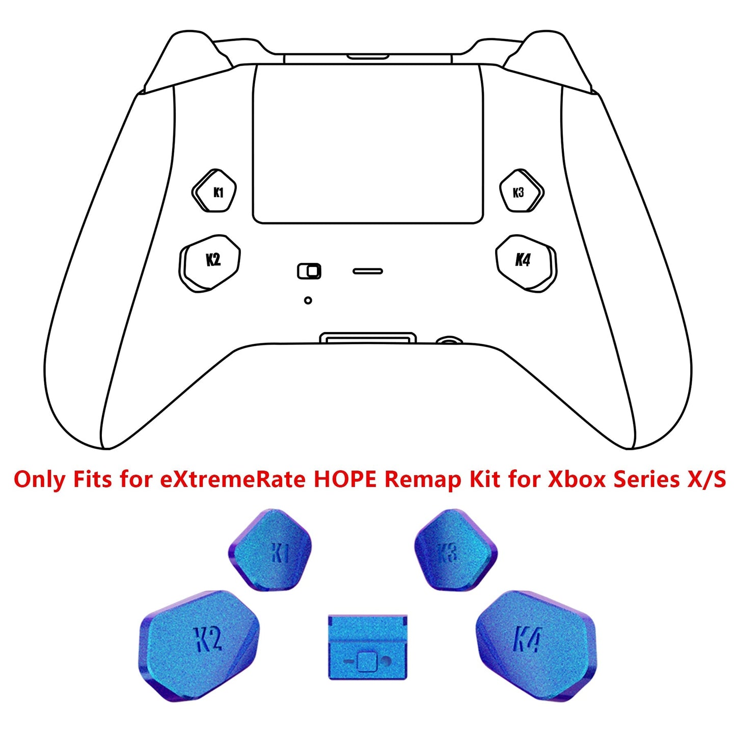 eXtremeRate Retail Chameleon Purple Blue Replacement Redesigned K1 K2 K3 K4 Back Buttons Paddles & Toggle Switch for Xbox Series X/S Controller eXtremerate Hope Remap Kit - Controller & Hope Remap Board NOT Included - DX3P3001