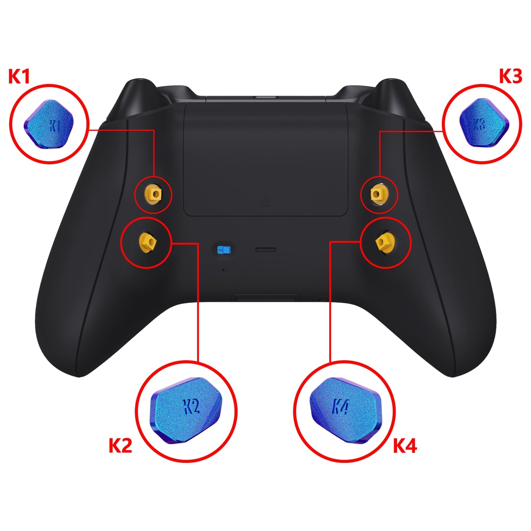 eXtremeRate Retail Chameleon Purple Blue Replacement Redesigned K1 K2 K3 K4 Back Buttons Paddles & Toggle Switch for Xbox Series X/S Controller eXtremerate Hope Remap Kit - Controller & Hope Remap Board NOT Included - DX3P3001