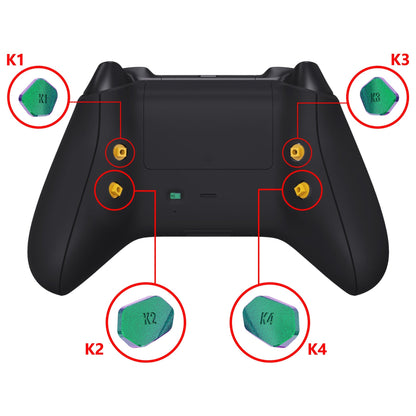 eXtremeRate Retail Chameleon Green Purple Replacement Redesigned K1 K2 K3 K4 Back Buttons Paddles & Toggle Switch for Xbox Series X/S Controller eXtremerate Hope Remap Kit - Controller & Hope Remap Board NOT Included - DX3P3002