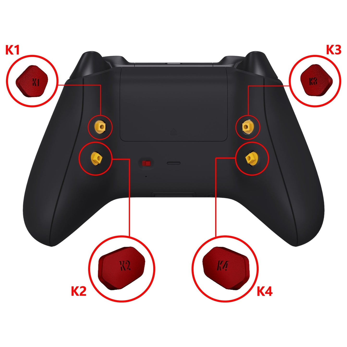 eXtremeRate Retail Scarlet Red Replacement Redesigned K1 K2 K3 K4 Back Buttons Paddles & Toggle Switch for Xbox Series X/S Controller eXtremerate Hope Remap Kit - Controller & Hope Remap Board NOT Included - DX3P3003