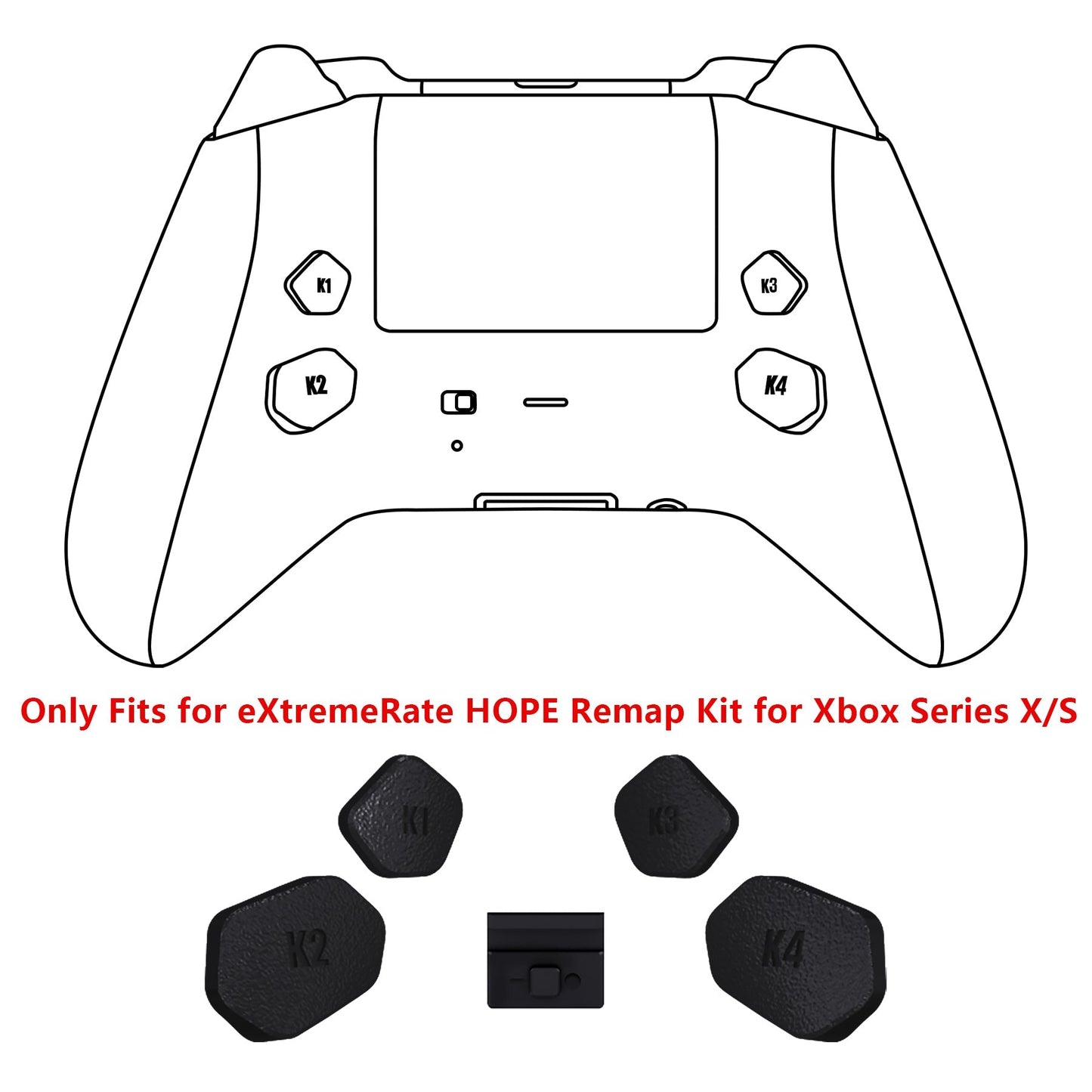 eXtremeRate Retail Black Replacement Redesigned K1 K2 K3 K4 Back Buttons Paddles & Toggle Switch for Xbox Series X/S Controller eXtremerate Hope Remap Kit - Controller & Hope Remap Board NOT Included - DX3P3009