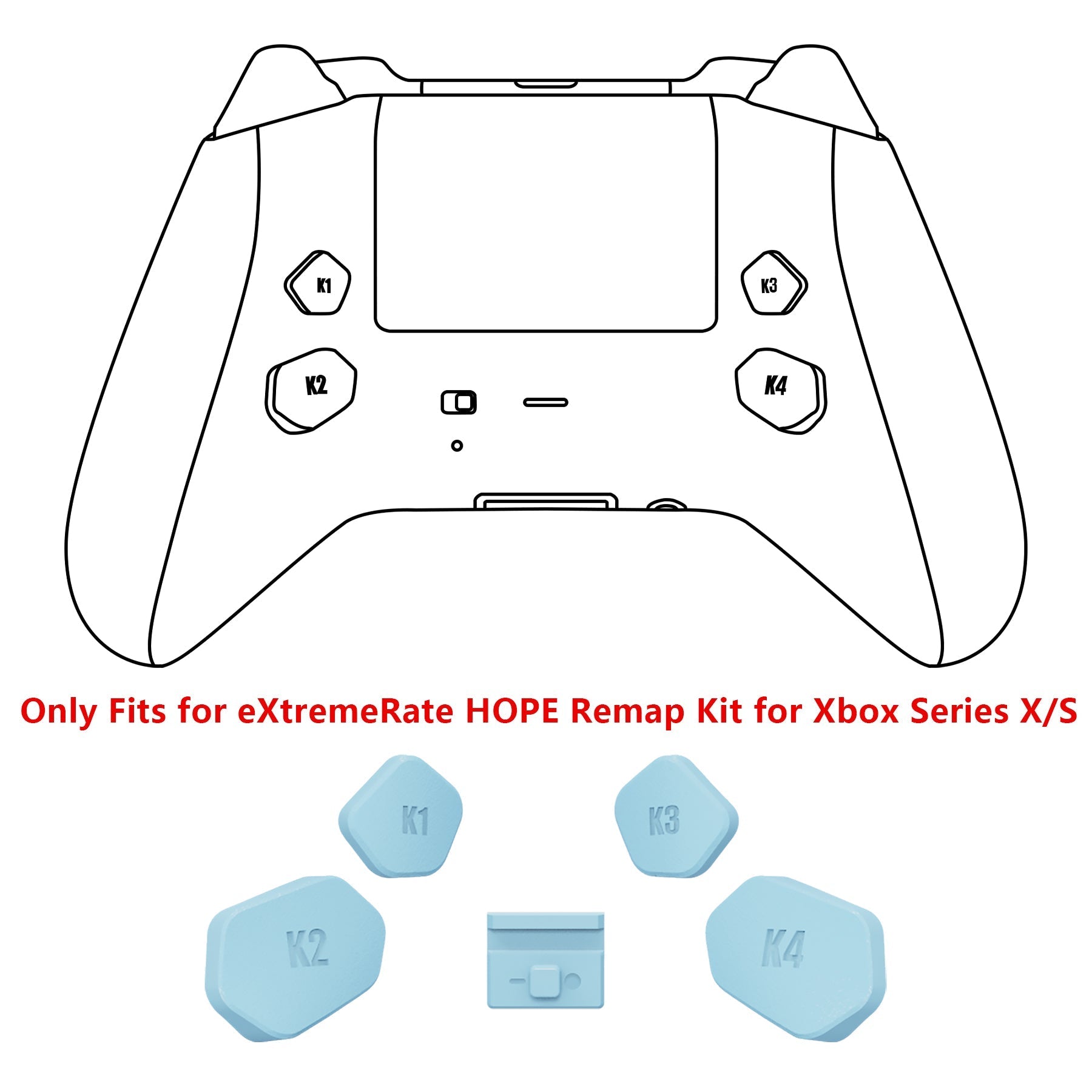 eXtremeRate Retail Heaven Blue Replacement Redesigned K1 K2 K3 K4 Back Buttons Paddles & Toggle Switch for Xbox Series X/S Controller eXtremerate Hope Remap Kit - Controller & Hope Remap Board NOT Included - DX3P3013