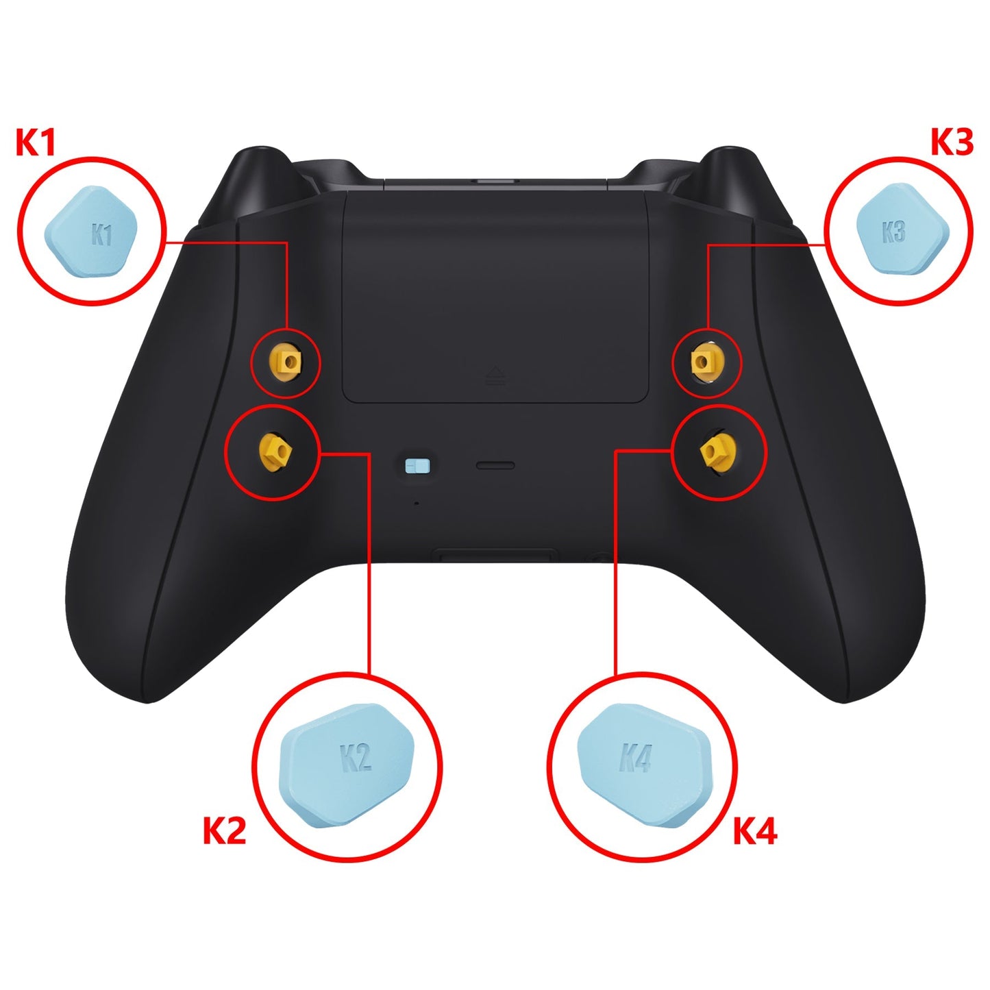 eXtremeRate Retail Heaven Blue Replacement Redesigned K1 K2 K3 K4 Back Buttons Paddles & Toggle Switch for Xbox Series X/S Controller eXtremerate Hope Remap Kit - Controller & Hope Remap Board NOT Included - DX3P3013