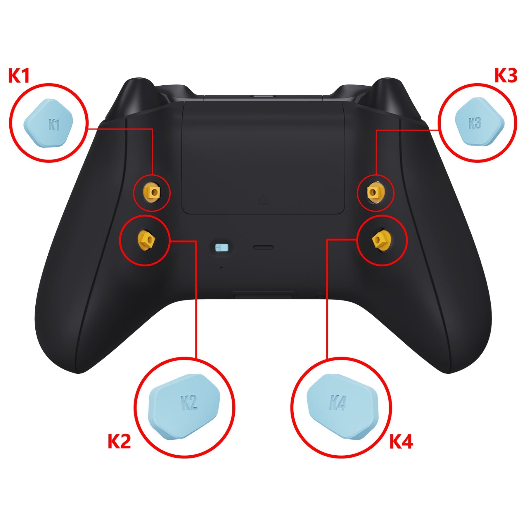 eXtremeRate Retail Heaven Blue Replacement Redesigned K1 K2 K3 K4 Back Buttons Paddles & Toggle Switch for Xbox Series X/S Controller eXtremerate Hope Remap Kit - Controller & Hope Remap Board NOT Included - DX3P3013