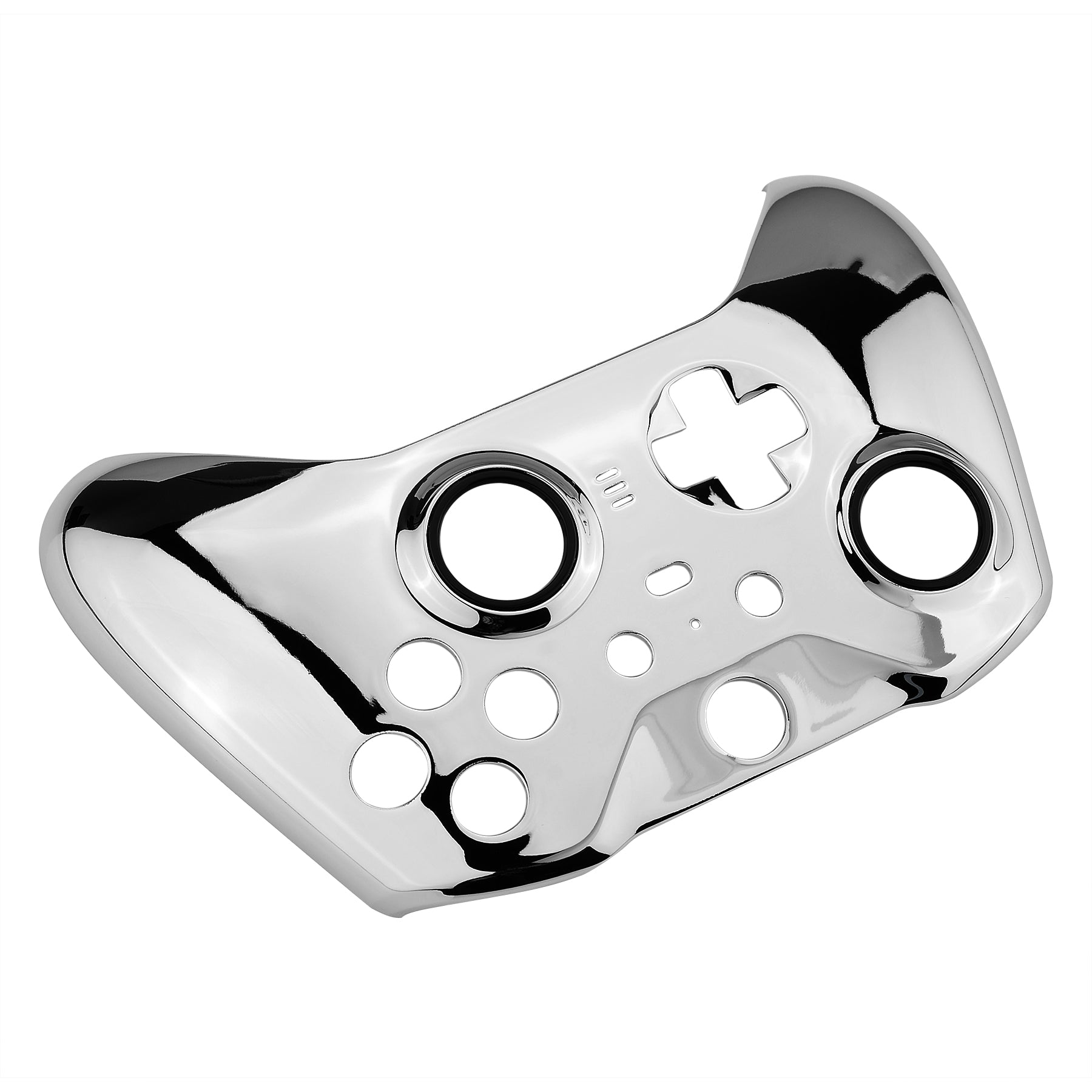 eXtremeRate Retail Chrome Silver Edition Glossy Faceplate Cover, Front Housing Shell Case Replacement Kit for Xbox One Elite Series 2 Controller (Model 1797 and Core Model 1797) - Thumbstick Accent Rings Included - ELD402