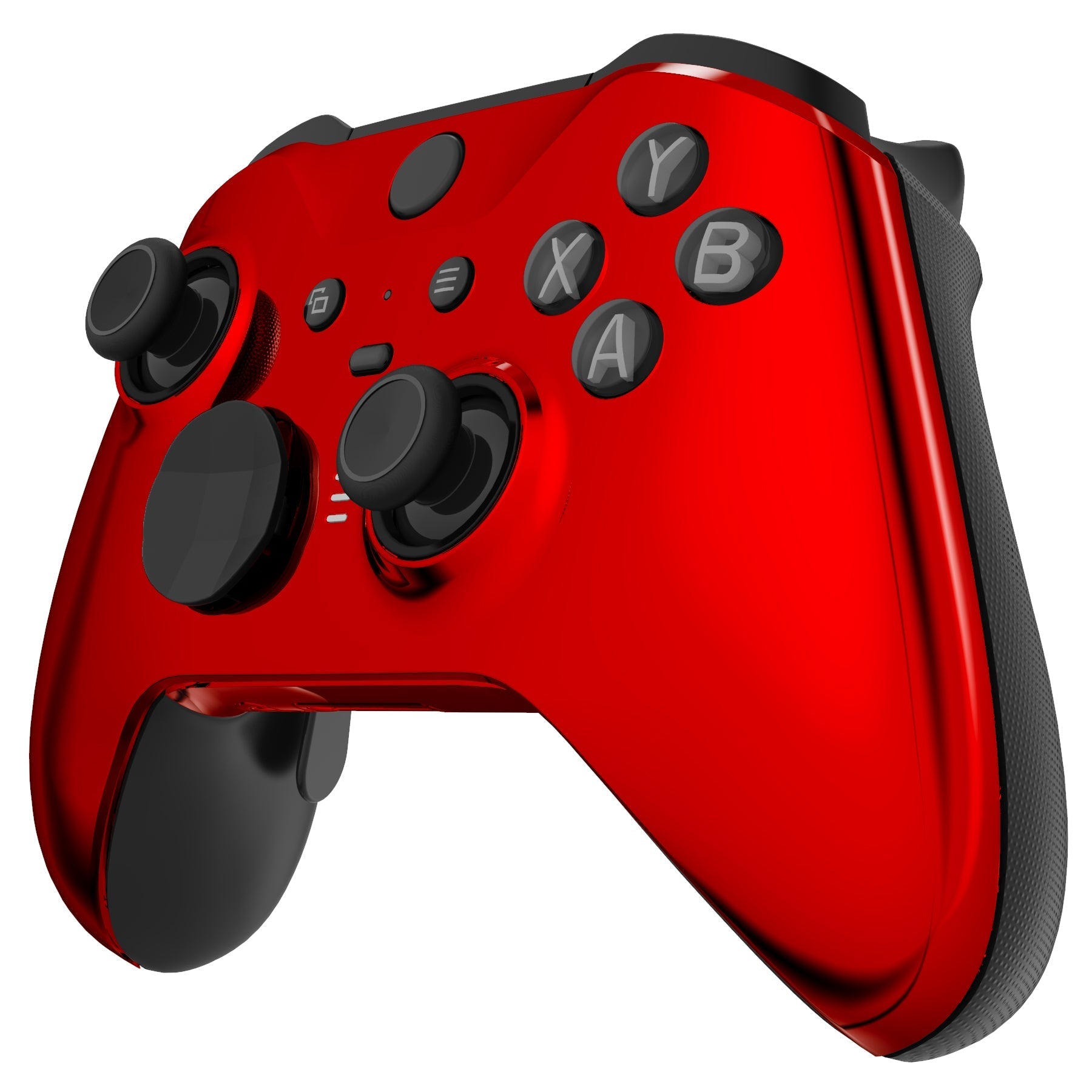 eXtremeRate Retail Chrome Red Edition Glossy Faceplate Cover, Front Housing Shell Case Replacement Kit for Xbox One Elite Series 2 Controller (Model 1797 and Core Model 1797) - Thumbstick Accent Rings Included - ELD403