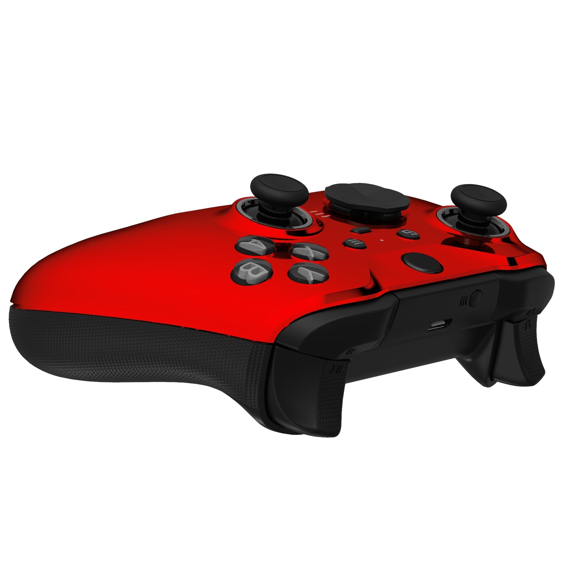 eXtremeRate Retail Chrome Red Edition Glossy Faceplate Cover, Front Housing Shell Case Replacement Kit for Xbox One Elite Series 2 Controller (Model 1797 and Core Model 1797) - Thumbstick Accent Rings Included - ELD403