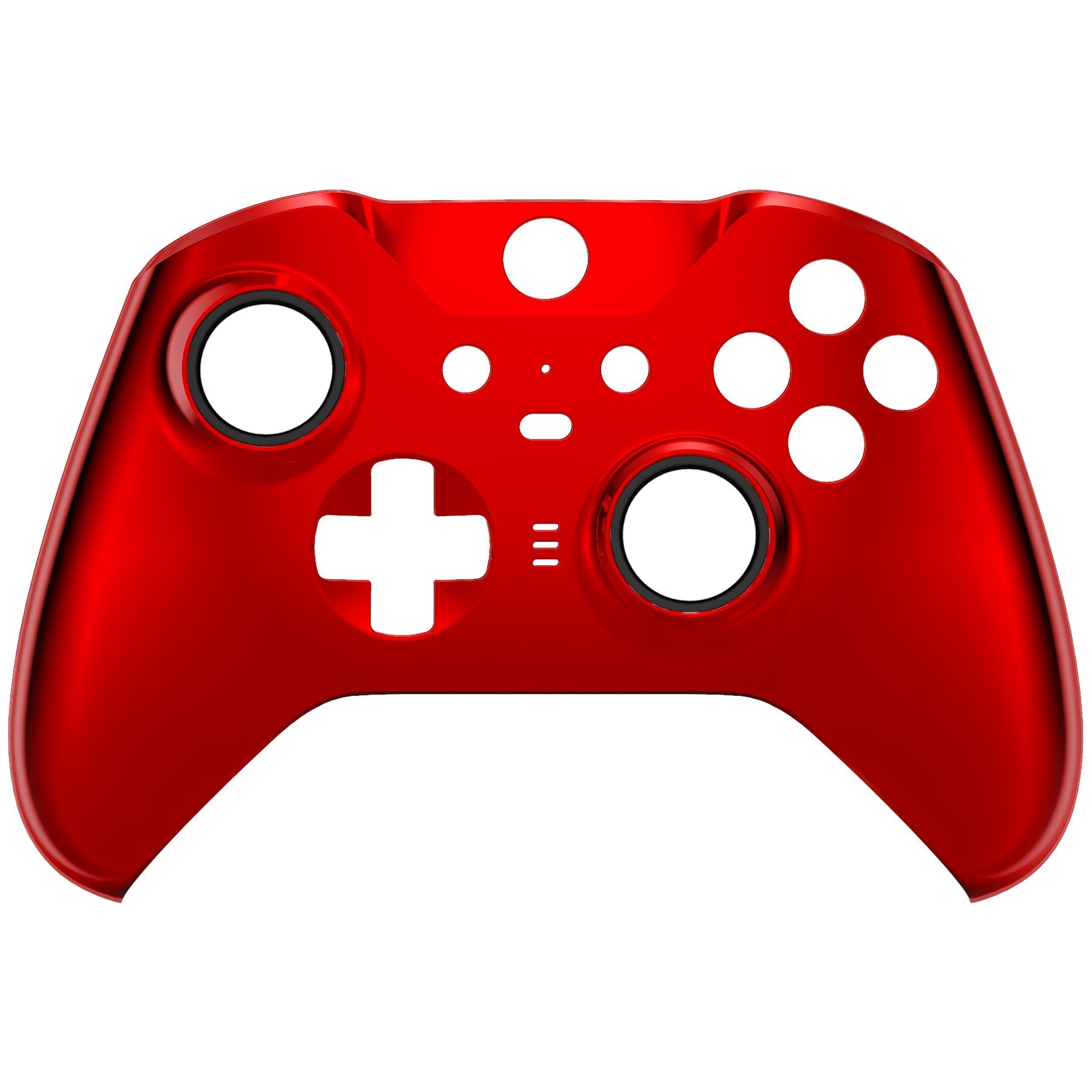 eXtremeRate Retail Chrome Red Edition Glossy Faceplate Cover, Front Housing Shell Case Replacement Kit for Xbox One Elite Series 2 Controller (Model 1797 and Core Model 1797) - Thumbstick Accent Rings Included - ELD403