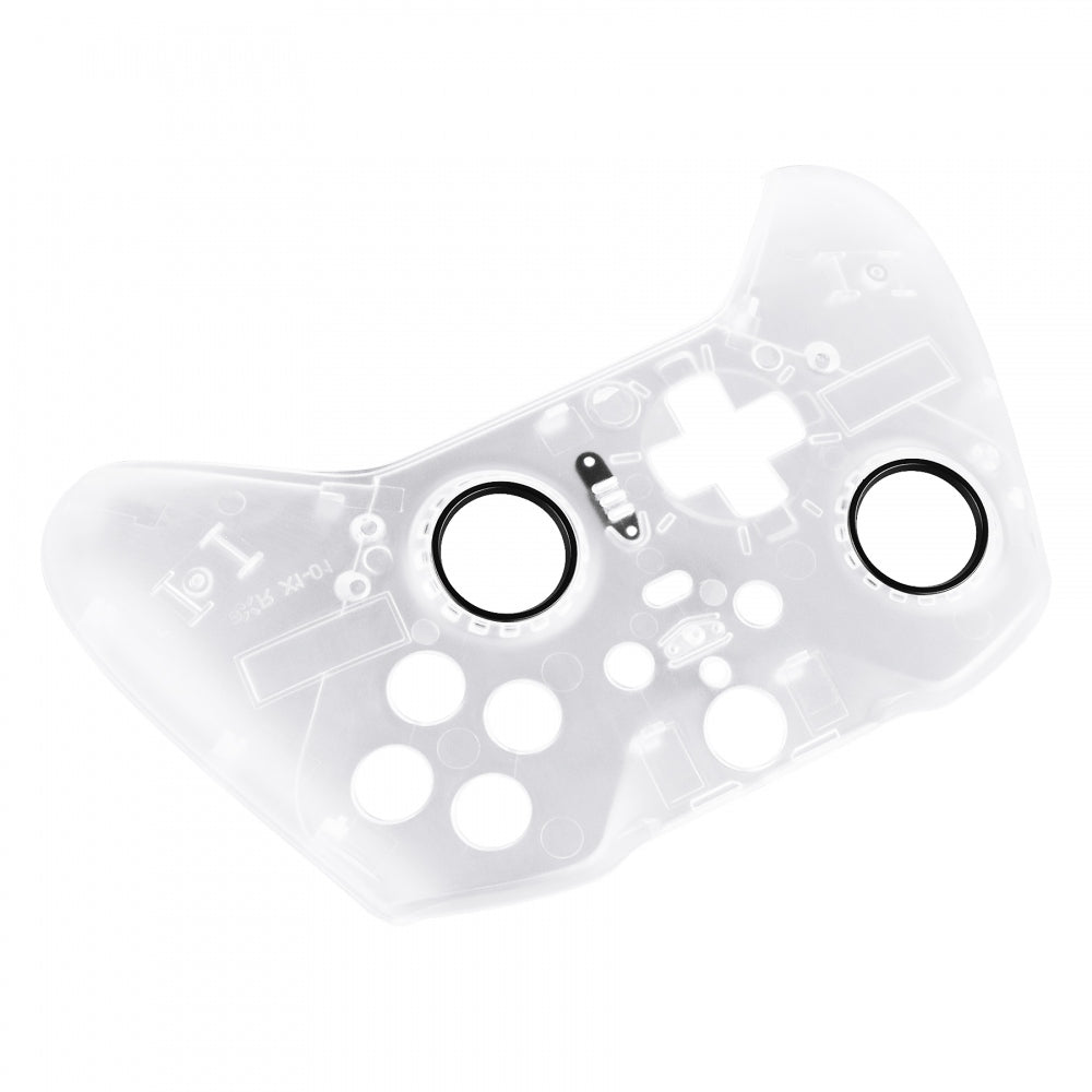 eXtremeRate Retail Transparent Clear Faceplate Cover, Front Housing Shell Case Replacement Kit for Xbox One Elite Series 2 Controller (Model 1797 and Core Model 1797) - Thumbstick Accent Rings Included - ELM503