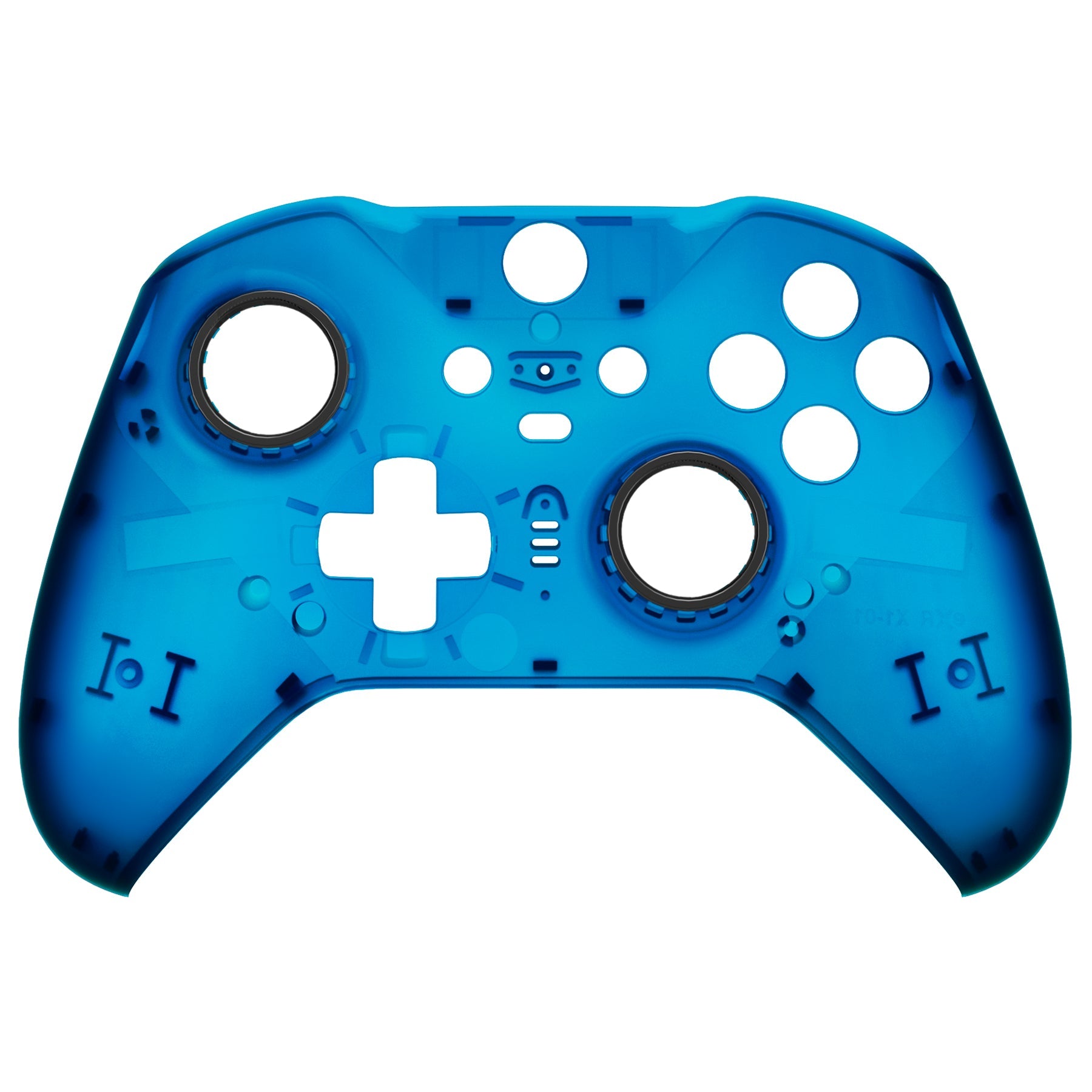 eXtremeRate Retail Clear Blue Faceplate Cover, Front Housing Shell Case Replacement Kit for Xbox One Elite Series 2 Controller Model 1797 and Core Model 1797 - Thumbstick Accent Rings Included - ELM507