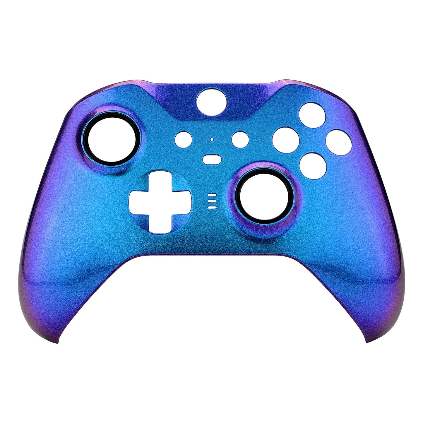 eXtremeRate Retail Chameleon Purple Blue Faceplate Cover, Glossy Front Housing Shell Case Replacement Kit for Xbox One Elite Series 2 Controller (Model 1797 and Core Model 1797) - Thumbstick Accent Rings Included - ELP301