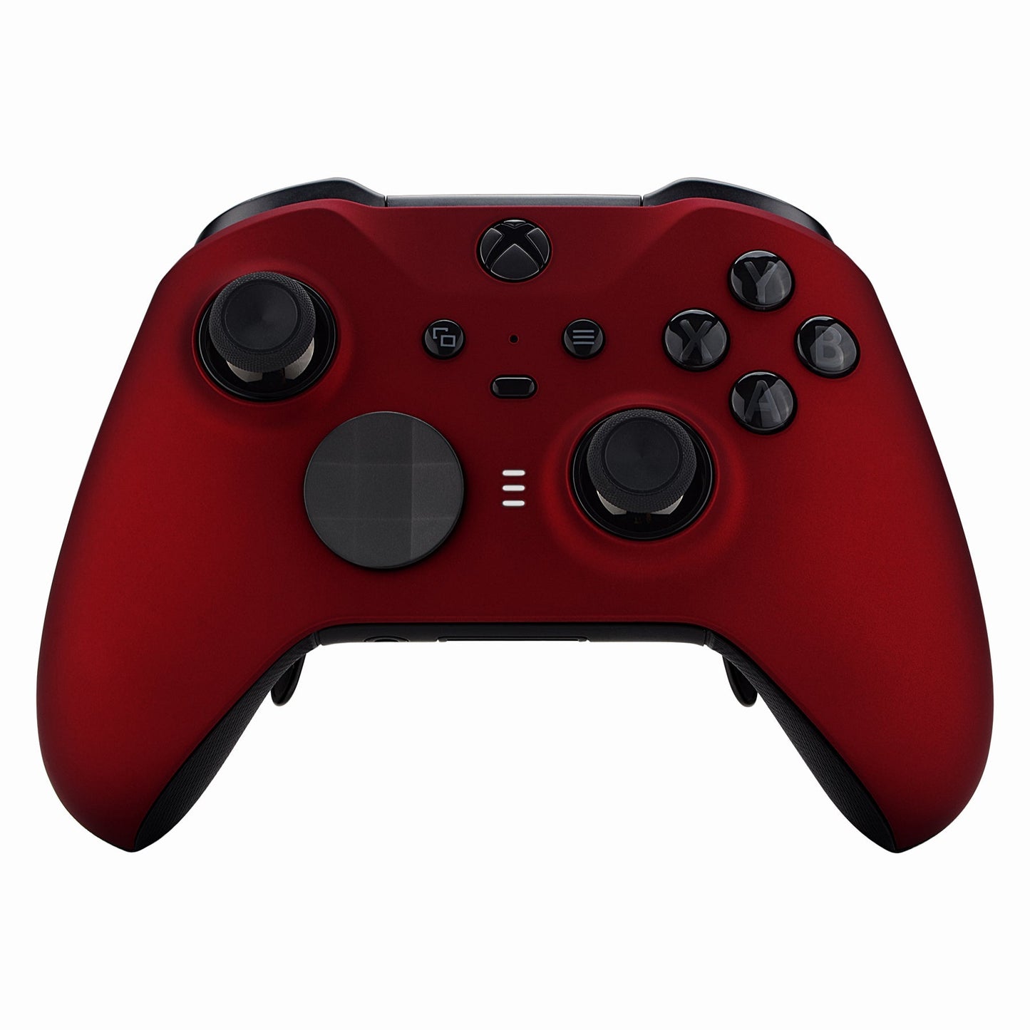 eXtremeRate Retail Scarlet Red Soft Touch Grip Faceplate Cover, Front Housing Shell Case Replacement Kit for Xbox One Elite Series 2 Controller (Model 1797 and Core Model 1797) - Thumbstick Accent Rings Included - ELP303