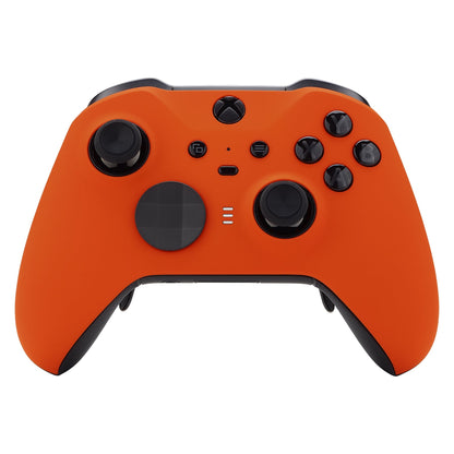 eXtremeRate Retail Orange Soft Touch Grip Faceplate Cover, Front Housing Shell Case Replacement Kit for Xbox One Elite Series 2 Controller (Model 1797 and Core Model 1797) - Thumbstick Accent Rings Included - ELP304