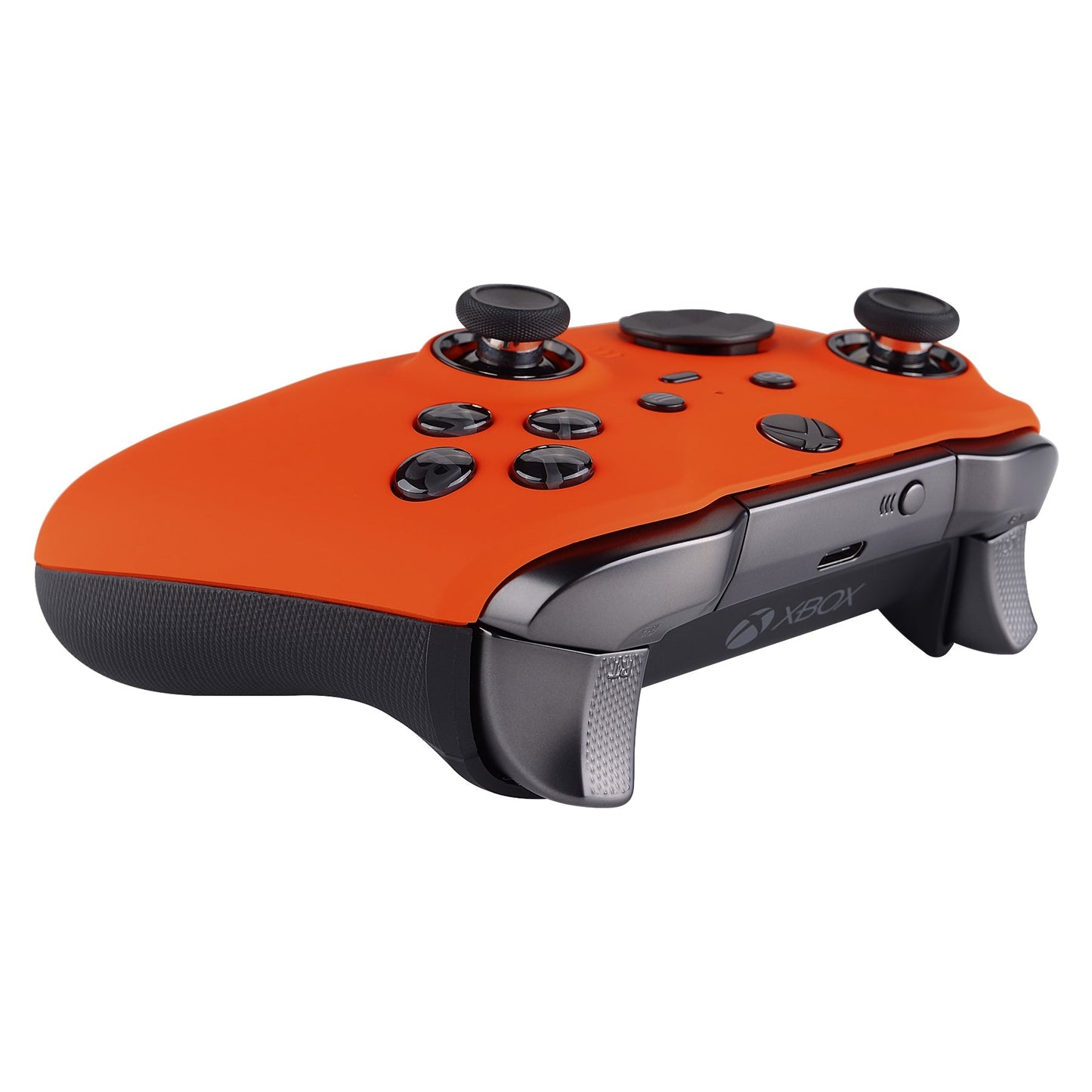 eXtremeRate Retail Orange Soft Touch Grip Faceplate Cover, Front Housing Shell Case Replacement Kit for Xbox One Elite Series 2 Controller (Model 1797 and Core Model 1797) - Thumbstick Accent Rings Included - ELP304