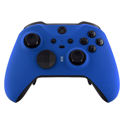 eXtremeRate Retail Blue Soft Touch Grip Faceplate Cover, Front Housing Shell Case Replacement Kit for Xbox One Elite Series 2 Controller (Model 1797 and Core Model 1797) - Thumbstick Accent Rings Included - ELP305