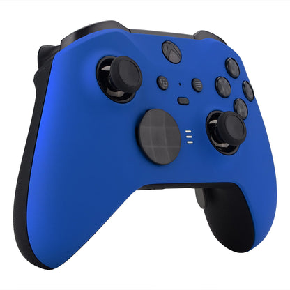 eXtremeRate Retail Blue Soft Touch Grip Faceplate Cover, Front Housing Shell Case Replacement Kit for Xbox One Elite Series 2 Controller (Model 1797 and Core Model 1797) - Thumbstick Accent Rings Included - ELP305