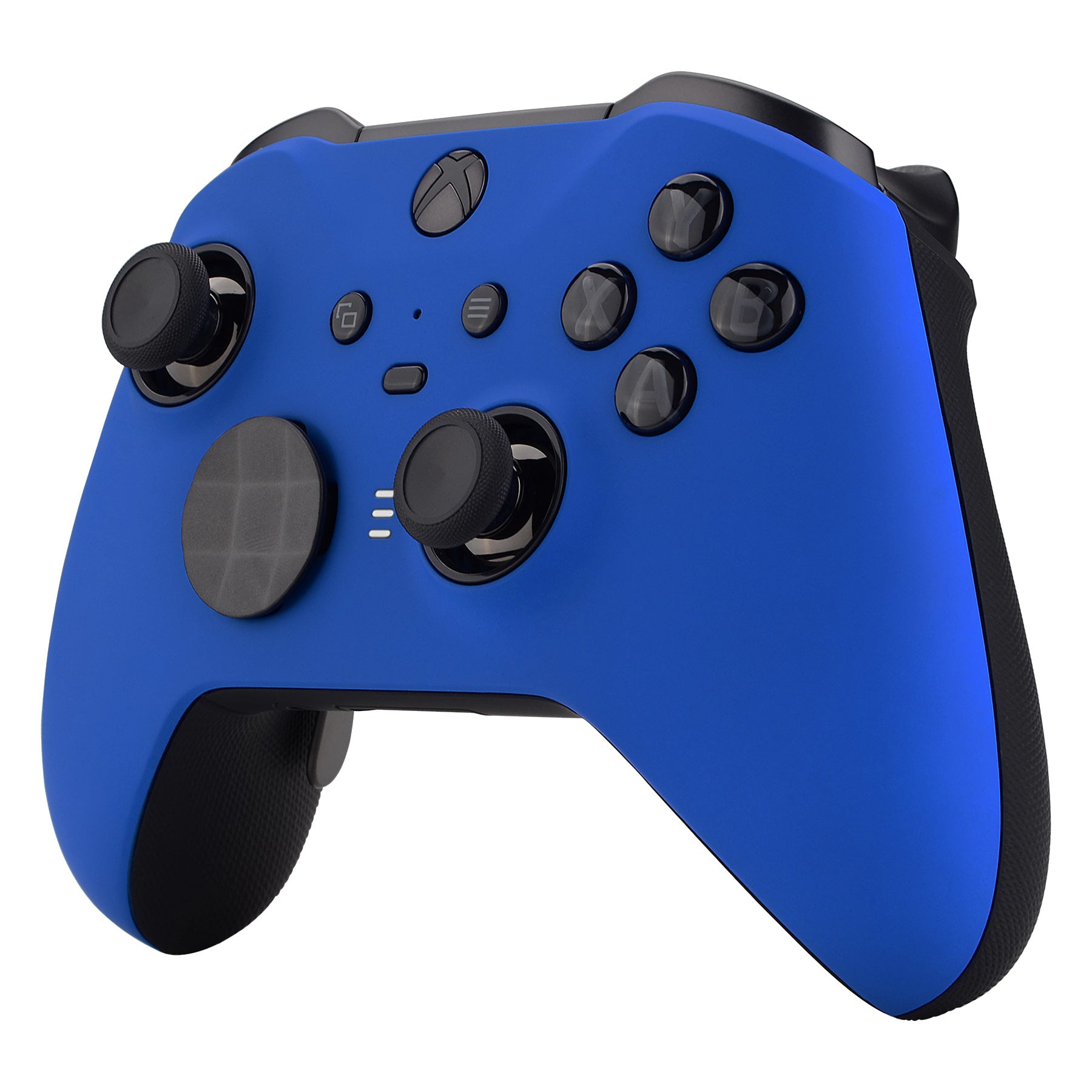 eXtremeRate Retail Blue Soft Touch Grip Faceplate Cover, Front Housing Shell Case Replacement Kit for Xbox One Elite Series 2 Controller (Model 1797 and Core Model 1797) - Thumbstick Accent Rings Included - ELP305