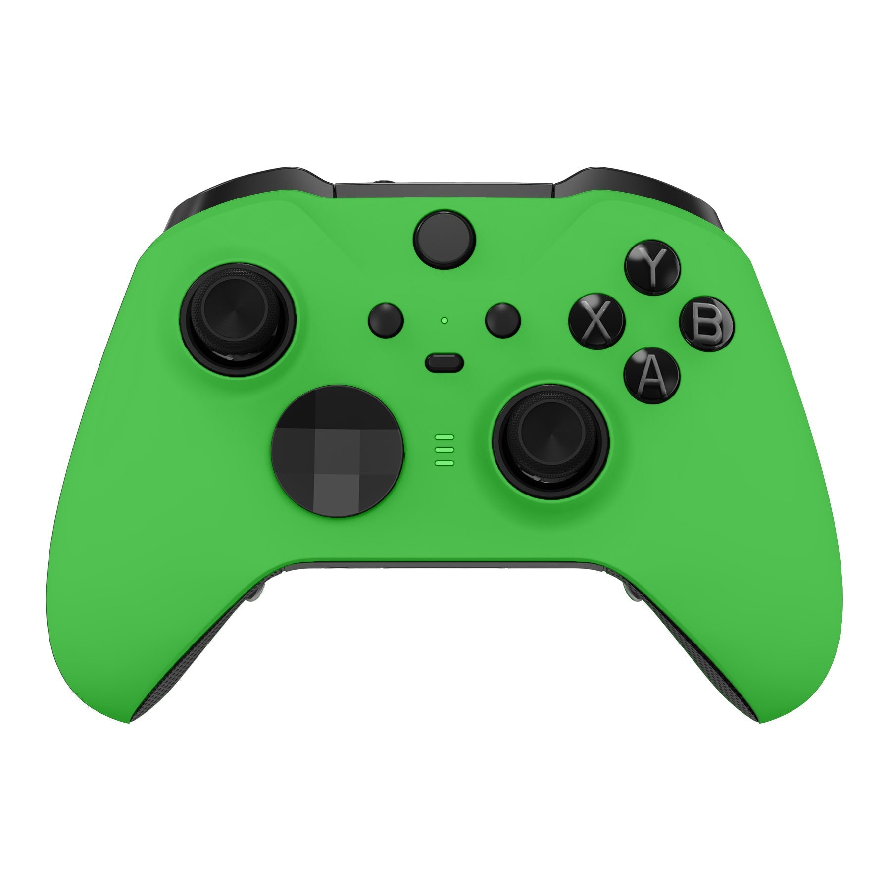 eXtremeRate Retail Green Soft Touch Grip Faceplate Cover, Front Housing Shell Case Replacement Kit for Xbox One Elite Series 2 Controller (Model 1797 and Core Model 1797) - Thumbstick Accent Rings Included - ELP306