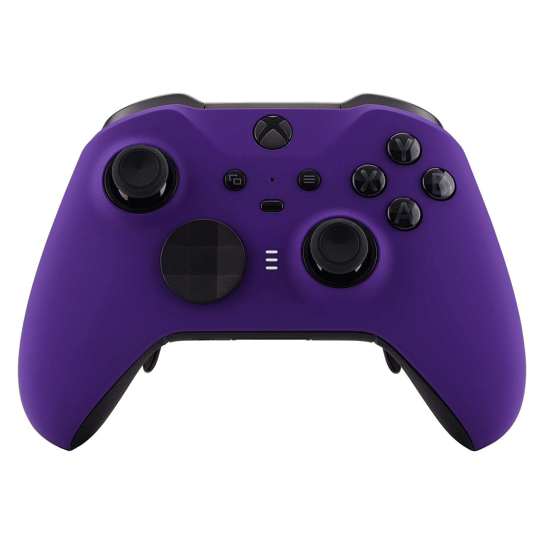 eXtremeRate Retail Purple Soft Touch Grip Faceplate Cover, Front Housing Shell Case Replacement Kit for Xbox One Elite Series 2 Controller (Model 1797 and Core Model 1797) - Thumbstick Accent Rings Included - ELP307