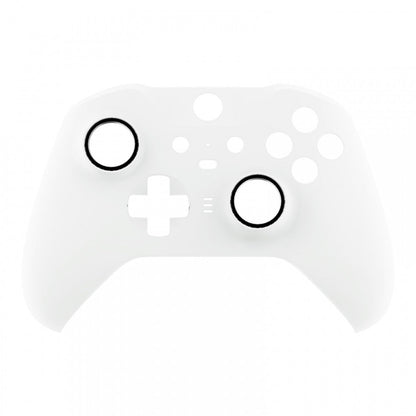 eXtremeRate Retail White Soft Touch Grip Faceplate Cover, Front Housing Shell Case Replacement Kit for Xbox One Elite Series 2 Controller (Model 1797 and Core Model 1797) - Thumbstick Accent Rings Included - ELP308