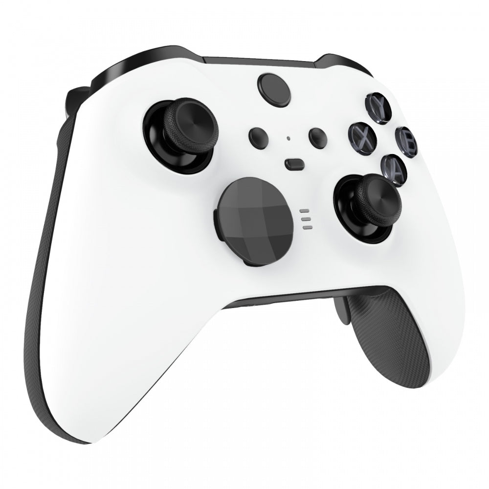 eXtremeRate Retail White Soft Touch Grip Faceplate Cover, Front Housing Shell Case Replacement Kit for Xbox One Elite Series 2 Controller (Model 1797 and Core Model 1797) - Thumbstick Accent Rings Included - ELP308