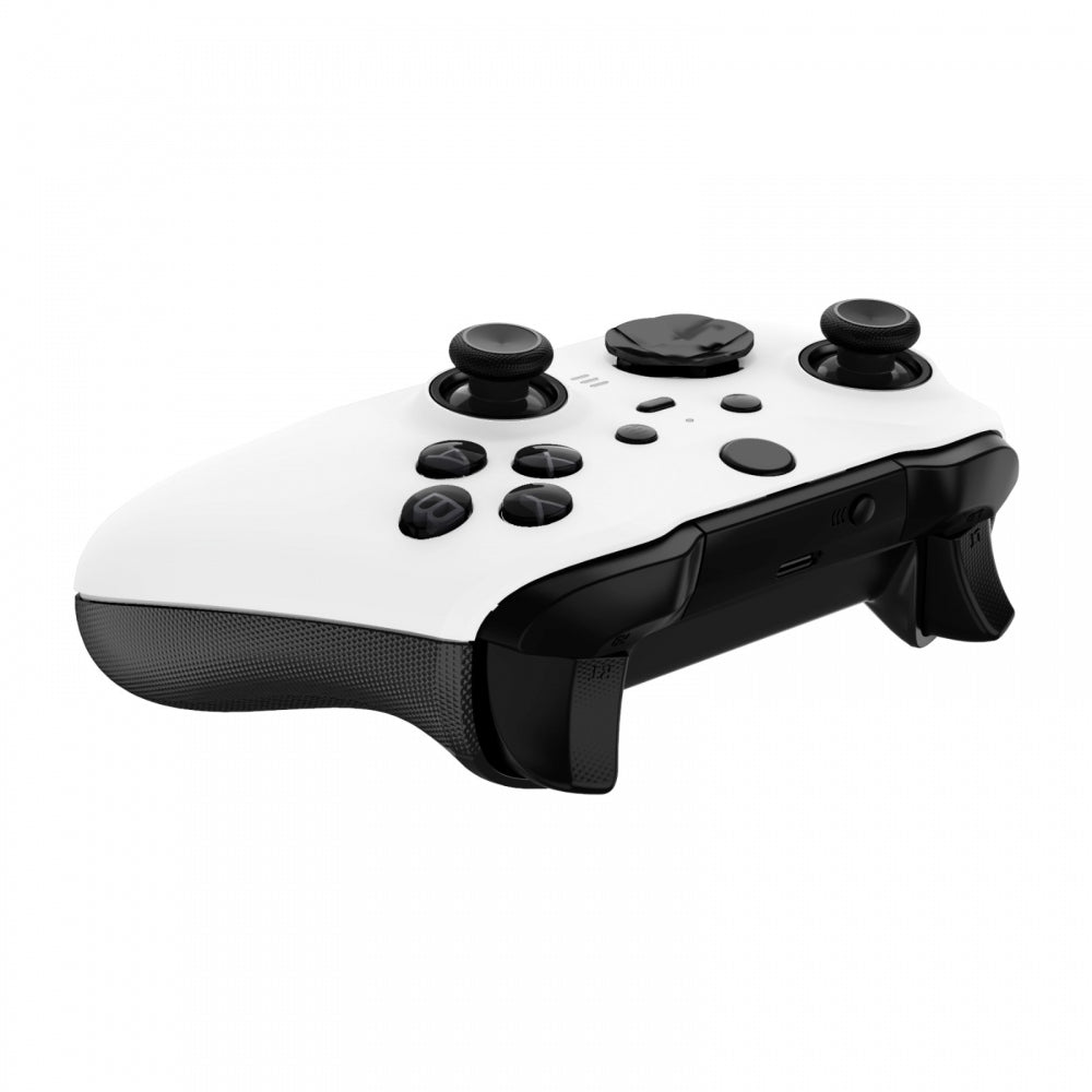 eXtremeRate Retail White Soft Touch Grip Faceplate Cover, Front Housing Shell Case Replacement Kit for Xbox One Elite Series 2 Controller (Model 1797 and Core Model 1797) - Thumbstick Accent Rings Included - ELP308