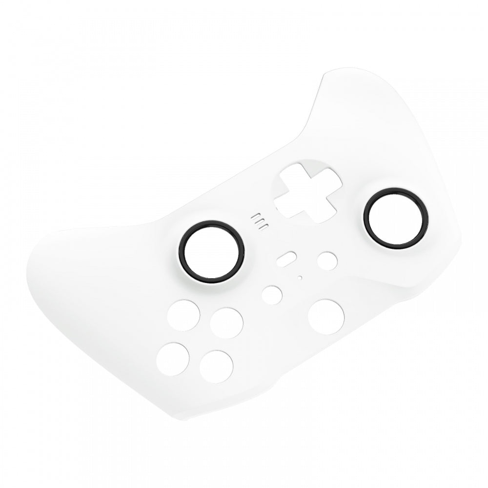 eXtremeRate Retail White Soft Touch Grip Faceplate Cover, Front Housing Shell Case Replacement Kit for Xbox One Elite Series 2 Controller (Model 1797 and Core Model 1797) - Thumbstick Accent Rings Included - ELP308