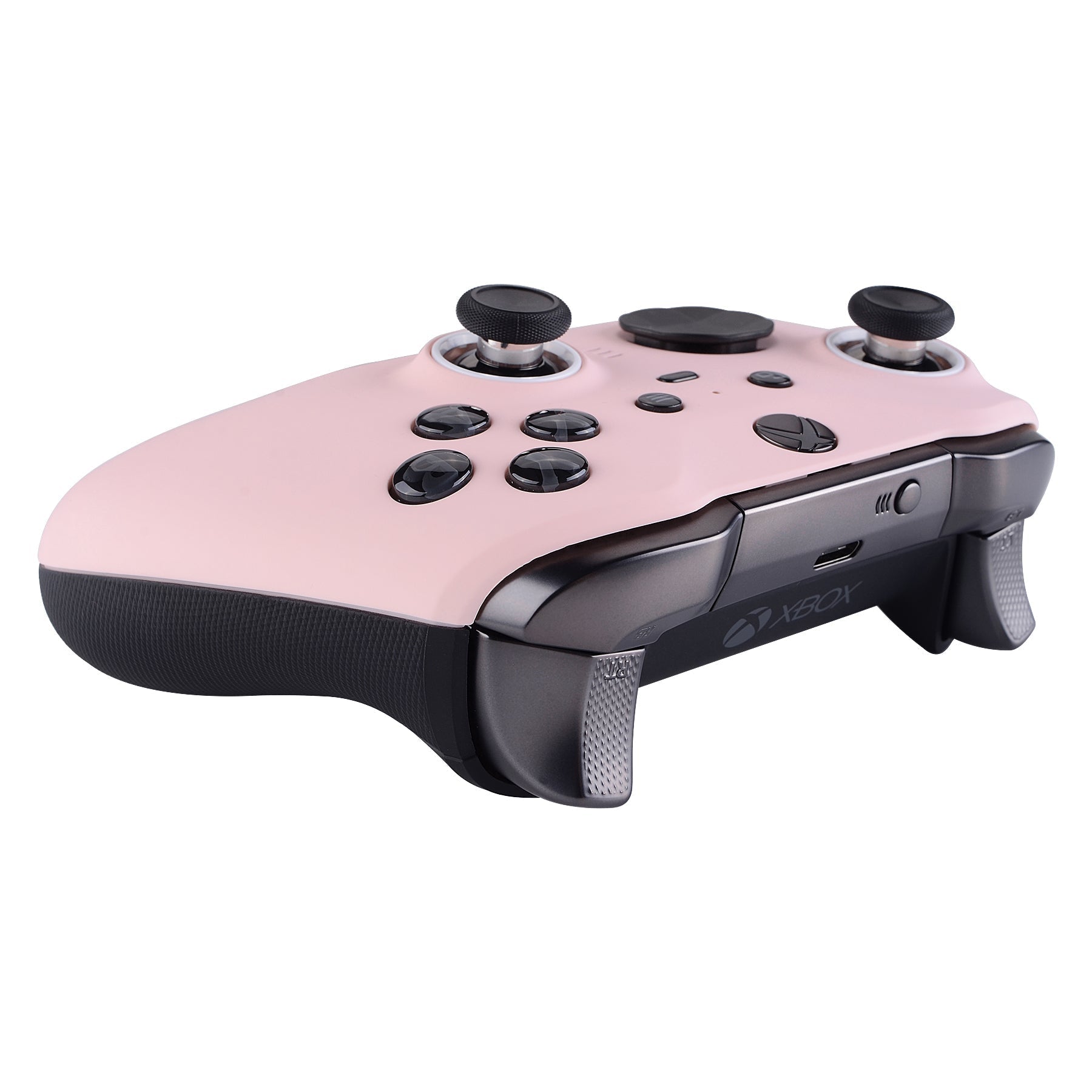 eXtremeRate Retail Cherry Blossoms Pink Soft Touch Grip Faceplate Cover, Front Housing Shell Case Replacement Kit for Xbox One Elite Series 2 Controller (Model 1797 and Core Model 1797) - Thumbstick Accent Rings Included - ELP312