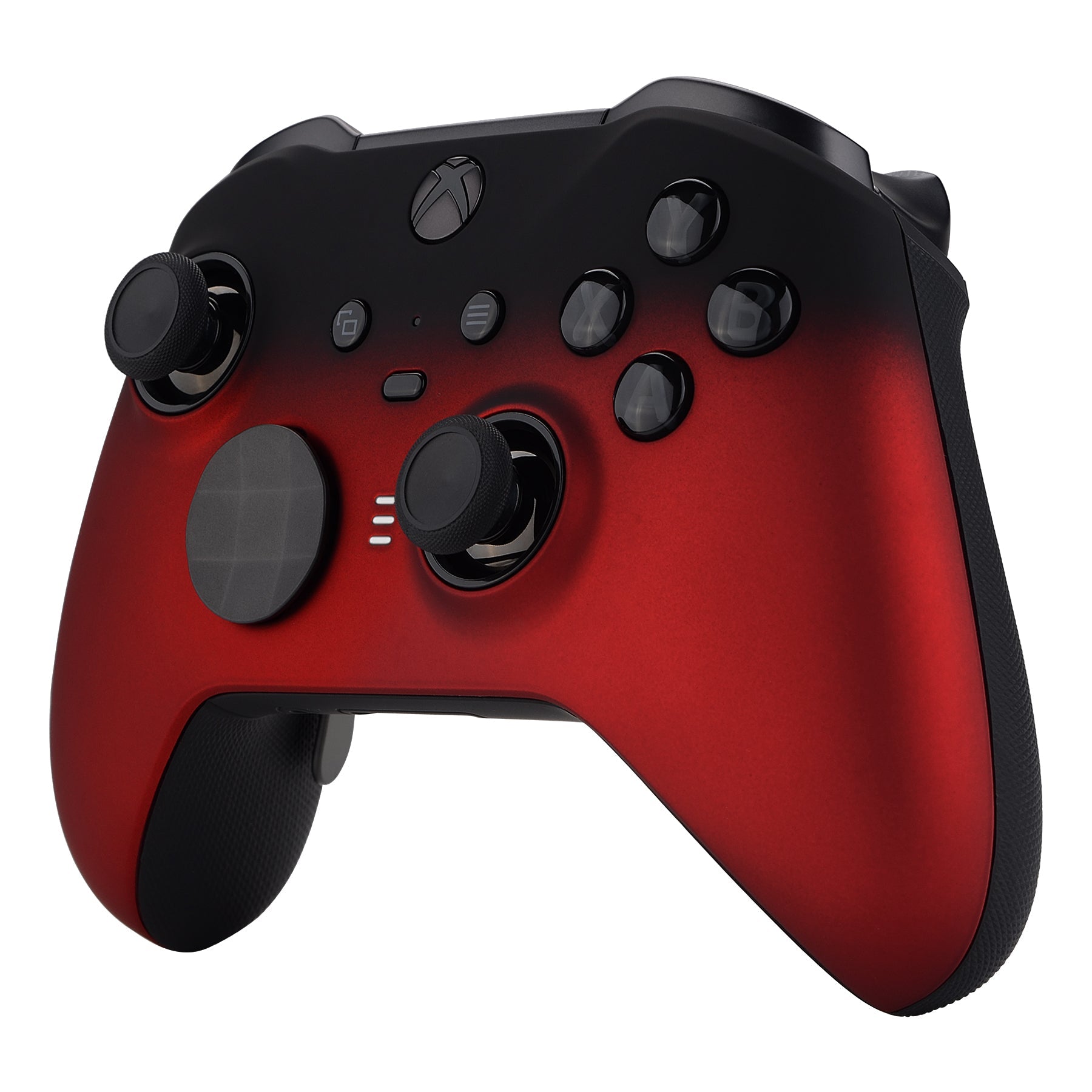 eXtremeRate Retail Shadow Scarlet Red Soft Touch Grip Faceplate Cover, Front Housing Shell Case Replacement Kit for Xbox One Elite Series 2 Controller (Model 1797 and Core Model 1797) - Thumbstick Accent Rings Included - ELP319