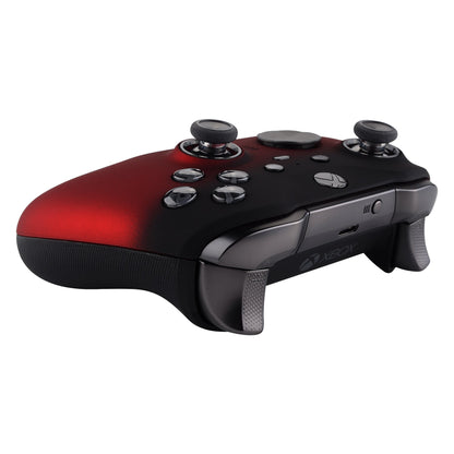 eXtremeRate Retail Shadow Scarlet Red Soft Touch Grip Faceplate Cover, Front Housing Shell Case Replacement Kit for Xbox One Elite Series 2 Controller (Model 1797 and Core Model 1797) - Thumbstick Accent Rings Included - ELP319