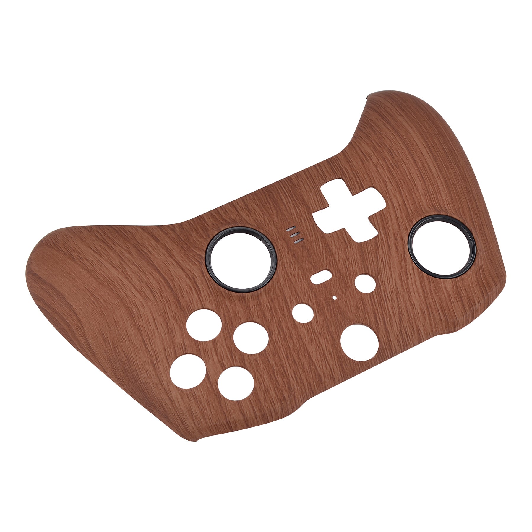 eXtremeRate Retail Wood Grain Patterned Faceplate Cover, Soft Touch Front Housing Shell Case Replacement Kit for Xbox One Elite Series 2 Controller (Model 1797 and Core Model 1797) - Thumbstick Accent Rings Included - ELS201