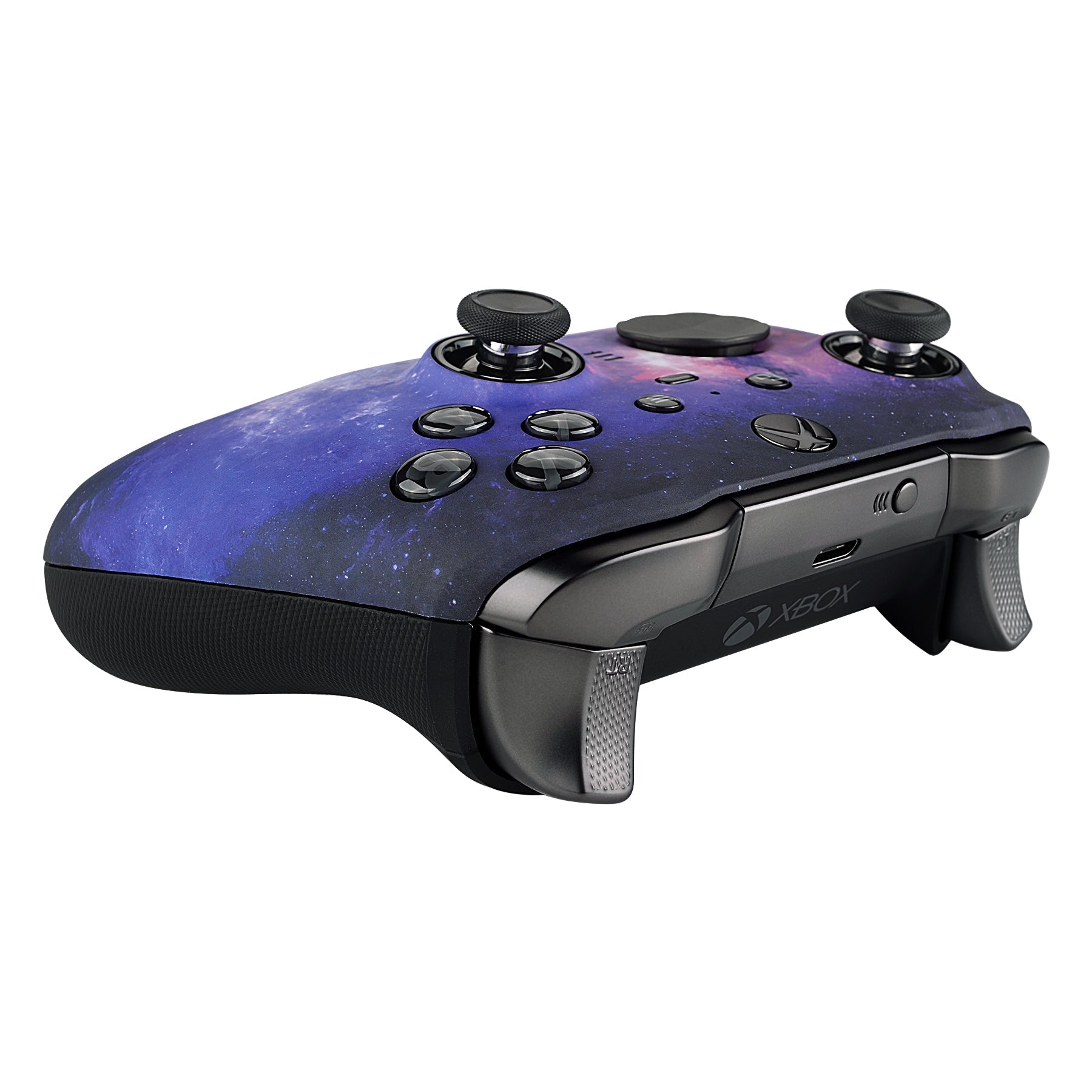 eXtremeRate Retail Nebula Galaxy Patterned Faceplate Cover, Soft Touch Front Housing Shell Case Replacement Kit for Xbox One Elite Series 2 Controller (Model 1797 and Core Model 1797) - Thumbstick Accent Rings Included - ELT101