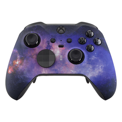 eXtremeRate Retail Nebula Galaxy Patterned Faceplate Cover, Soft Touch Front Housing Shell Case Replacement Kit for Xbox One Elite Series 2 Controller (Model 1797 and Core Model 1797) - Thumbstick Accent Rings Included - ELT101