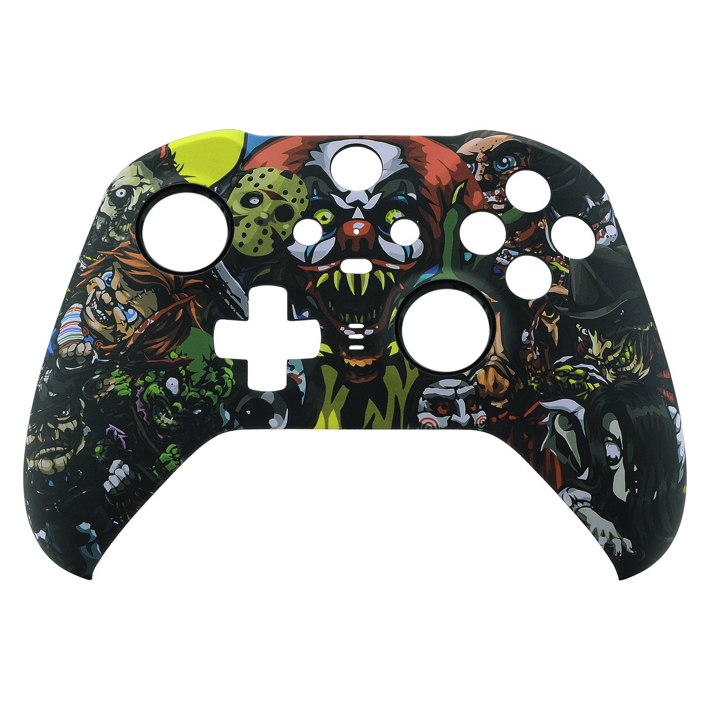 eXtremeRate Retail Scary Party Patterned Faceplate Cover, Soft Touch Front Housing Shell Case Replacement Kit for Xbox One Elite Series 2 Controller (Model 1797 and Core Model 1797) - Thumbstick Accent Rings Included - ELT104