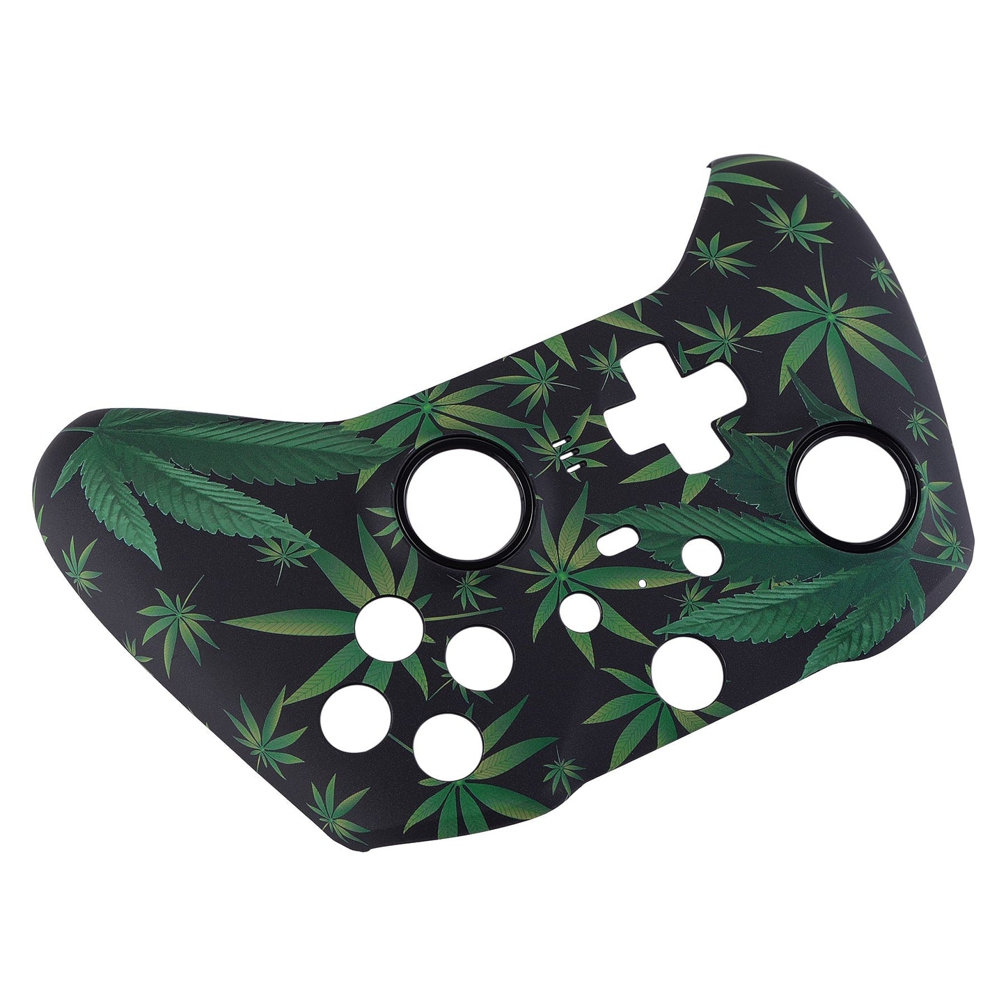 eXtremeRate Retail Green Weeds Patterned Faceplate Cover, Soft Touch Front Housing Shell Case Replacement Kit for Xbox One Elite Series 2 Controller (Model 1797 and Core Model 1797) - Thumbstick Accent Rings Included - ELT111