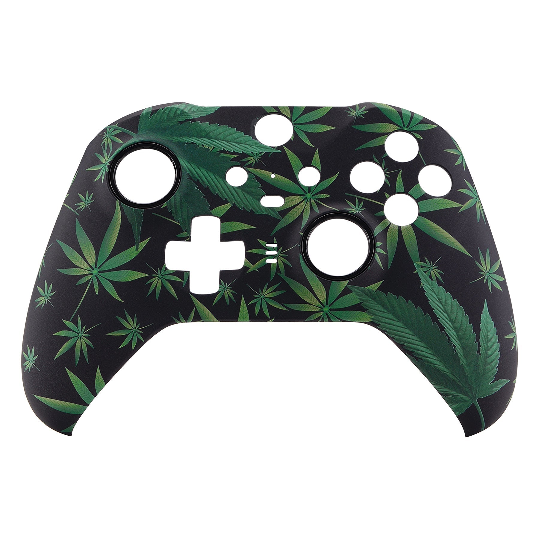 eXtremeRate Retail Green Weeds Patterned Faceplate Cover, Soft Touch Front Housing Shell Case Replacement Kit for Xbox One Elite Series 2 Controller (Model 1797 and Core Model 1797) - Thumbstick Accent Rings Included - ELT111