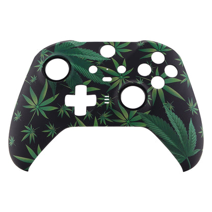 eXtremeRate Retail Green Weeds Patterned Faceplate Cover, Soft Touch Front Housing Shell Case Replacement Kit for Xbox One Elite Series 2 Controller (Model 1797 and Core Model 1797) - Thumbstick Accent Rings Included - ELT111