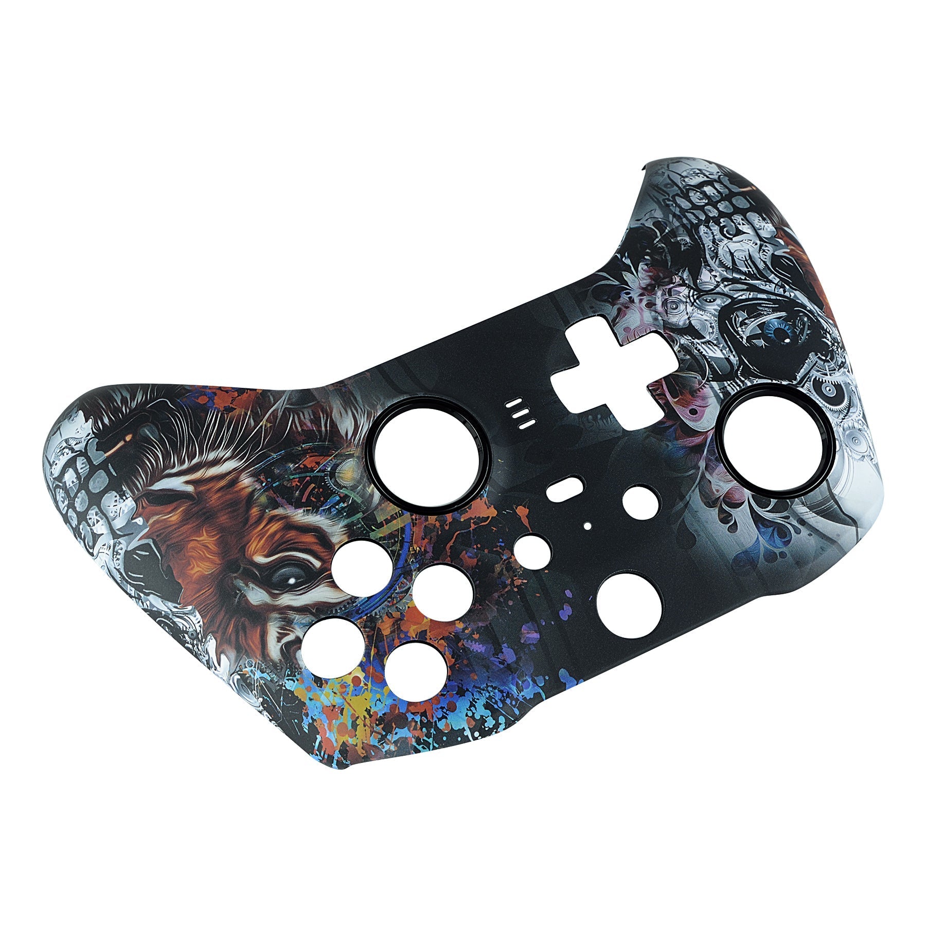 eXtremeRate Retail Tiger Skull Patterned Faceplate Cover, Soft Touch Front Housing Shell Case Replacement Kit for Xbox One Elite Series 2 Controller (Model 1797 and Core Model 1797) - Thumbstick Accent Rings Included - ELT113