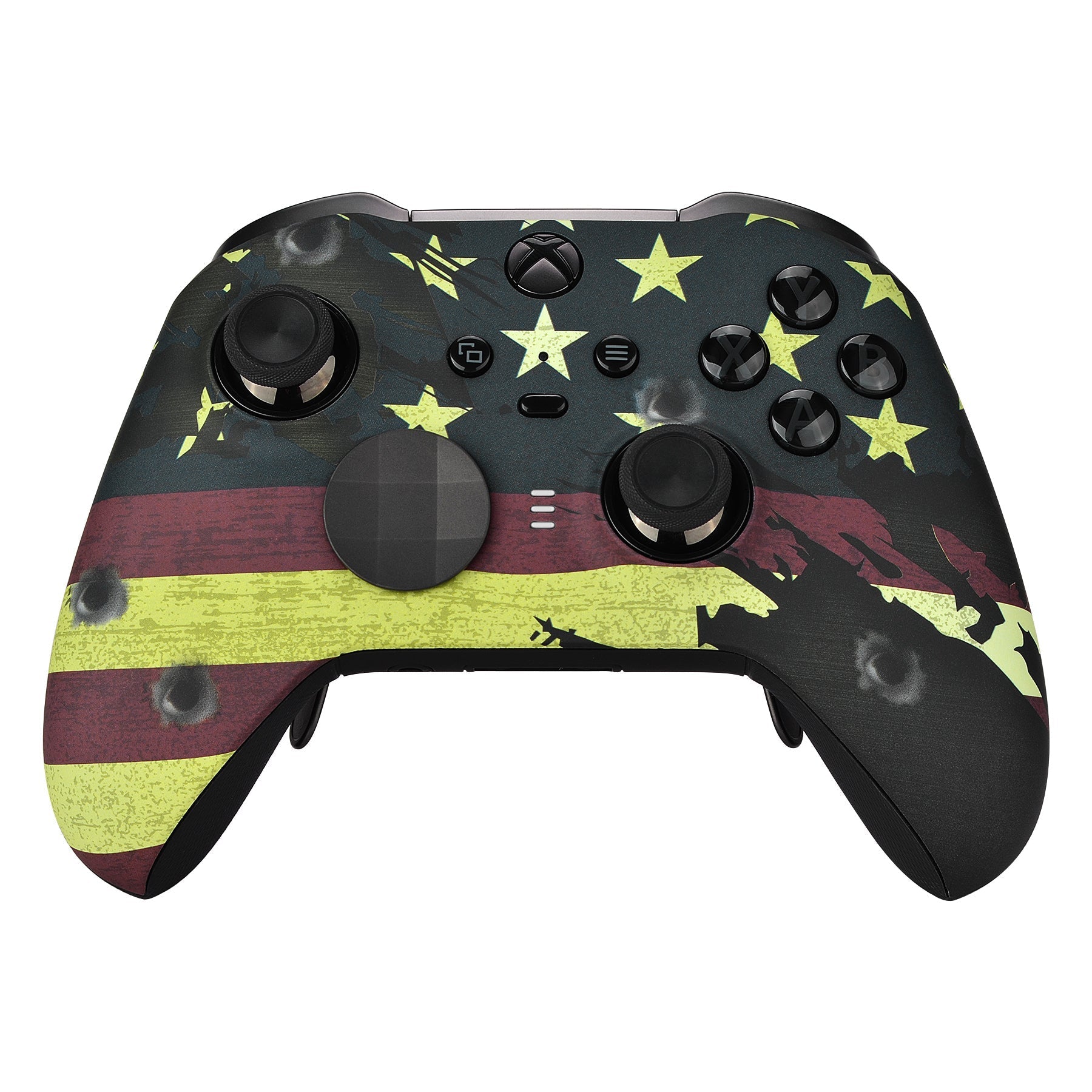 eXtremeRate Retail US Flag The Stars & Stripes Patterned Faceplate Cover, Soft Touch Front Housing Shell Case Replacement Kit for Xbox One Elite Series 2 Controller (Model 1797 and Core Model 1797) - Thumbstick Accent Rings Included - ELT114