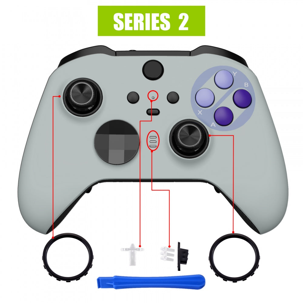 eXtremeRate Retail Classic SNES Style Faceplate Cover, Soft Touch Front Housing Shell Case Replacement Kit for Xbox One Elite Series 2 Controller (Model 1797 and Core Model 1797) - Thumbstick Accent Rings Included - ELT138