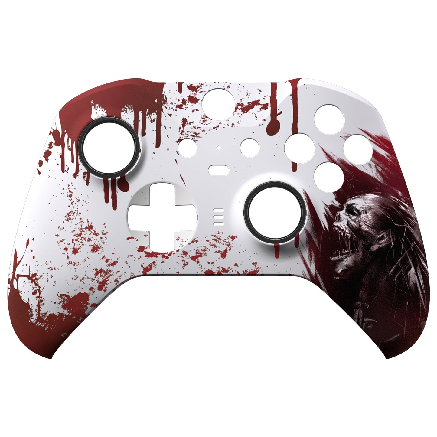 eXtremeRate Retail Blood Zombie Style Faceplate Cover, Soft Touch Front Housing Shell Case Replacement Kit for Xbox One Elite Series 2 Controller (Model 1797 and Core Model 1797) - Thumbstick Accent Rings Included - ELT139