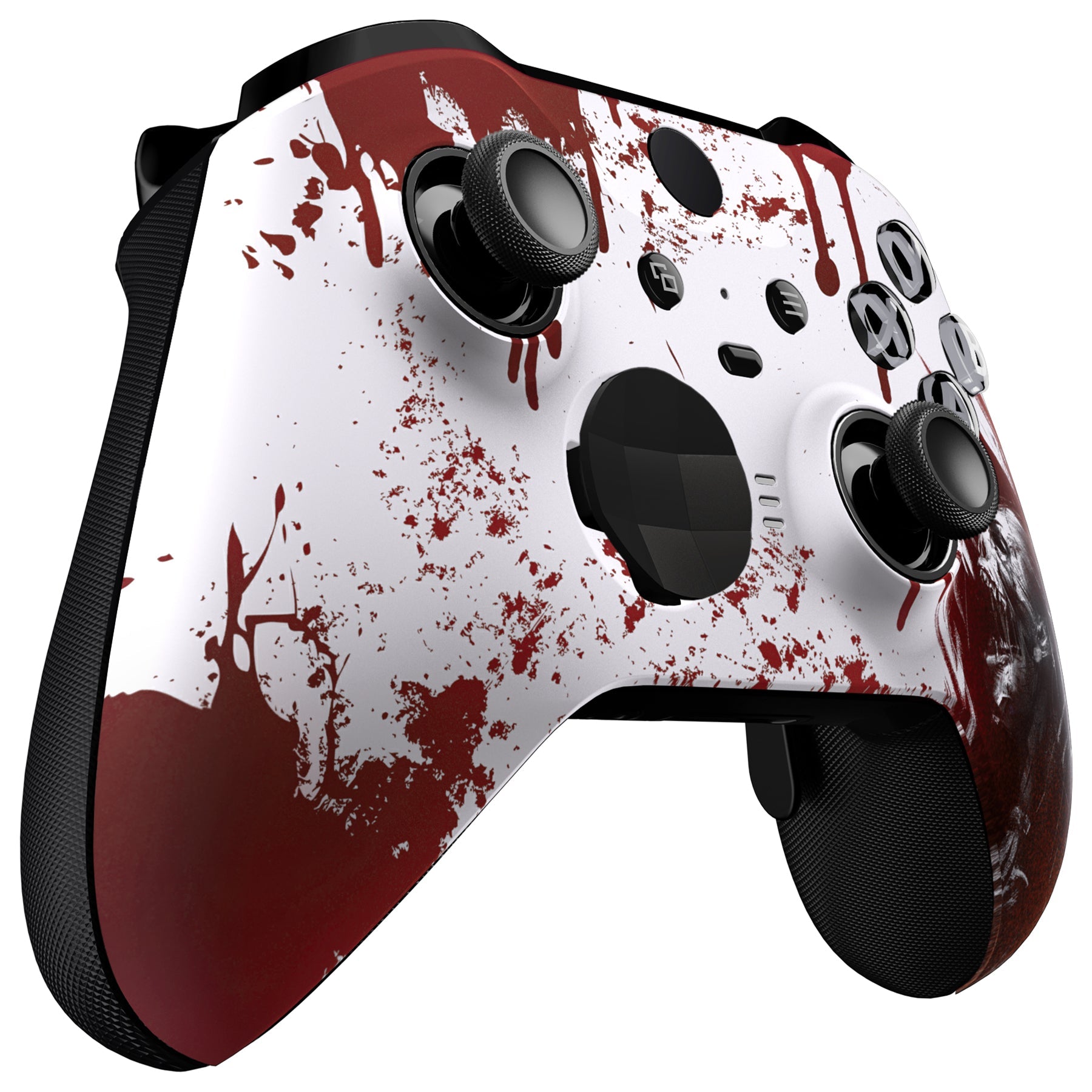 eXtremeRate Retail Blood Zombie Style Faceplate Cover, Soft Touch Front Housing Shell Case Replacement Kit for Xbox One Elite Series 2 Controller (Model 1797 and Core Model 1797) - Thumbstick Accent Rings Included - ELT139