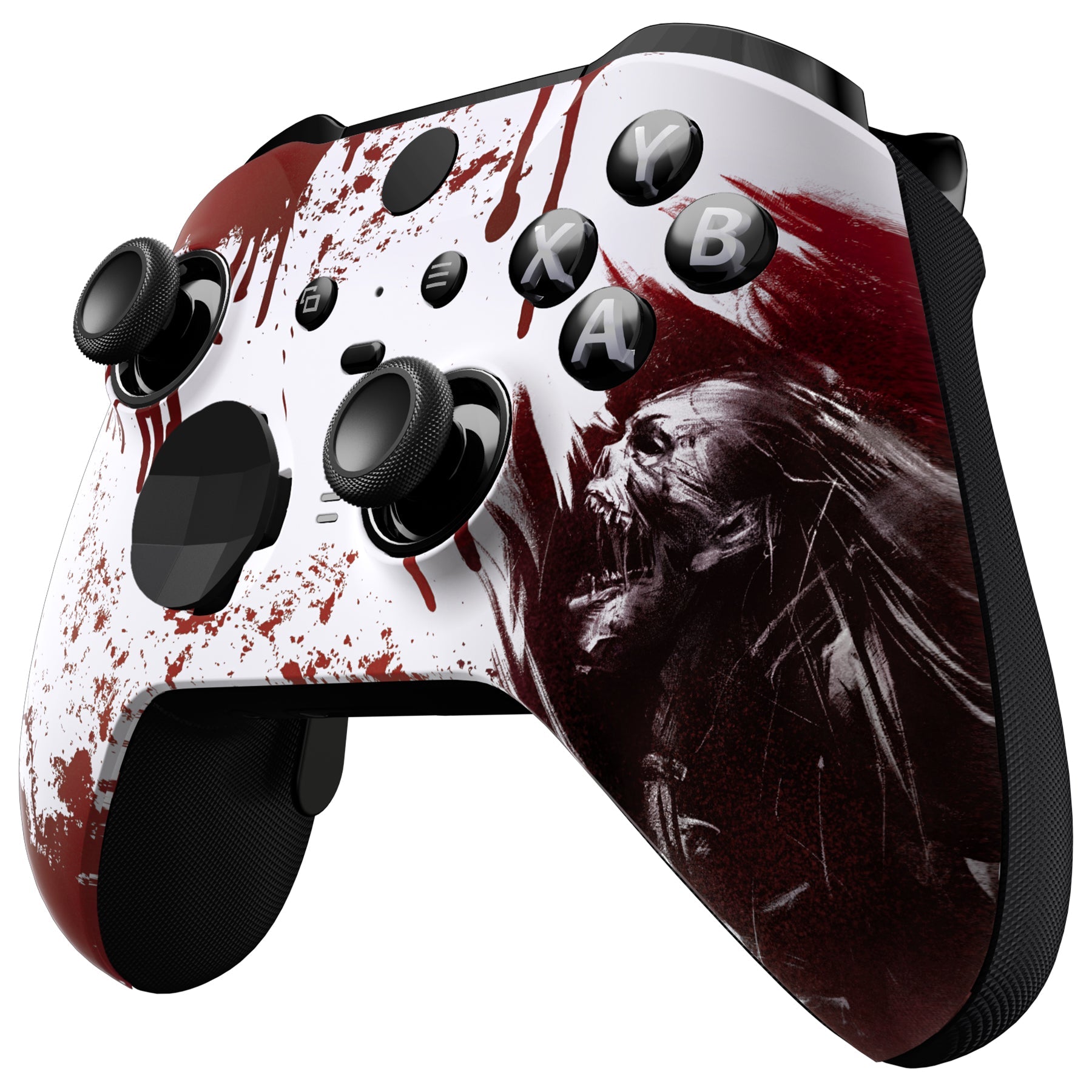 eXtremeRate Retail Blood Zombie Style Faceplate Cover, Soft Touch Front Housing Shell Case Replacement Kit for Xbox One Elite Series 2 Controller (Model 1797 and Core Model 1797) - Thumbstick Accent Rings Included - ELT139